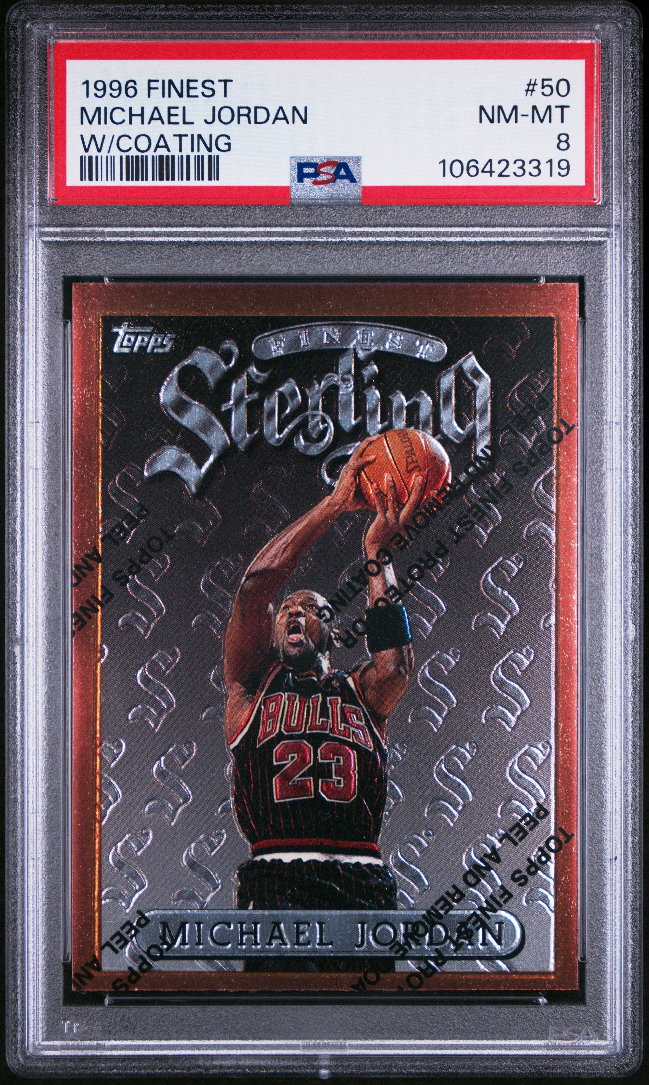 1996 Finest 50 Michael Jordan W/coating PSA 8