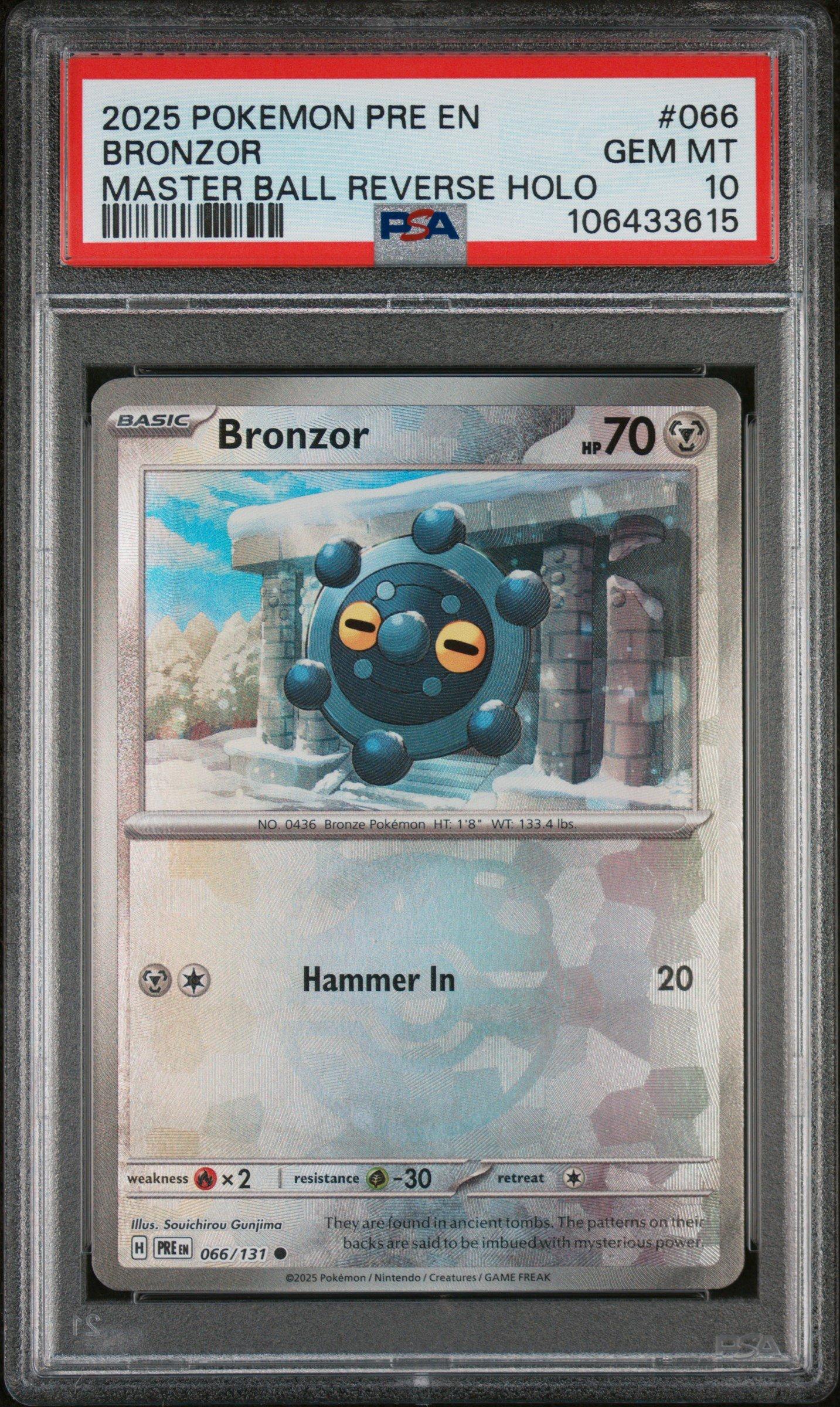 2025 Pokemon Pre En-prismatic Evolutions 066 Bronzor Master Ball