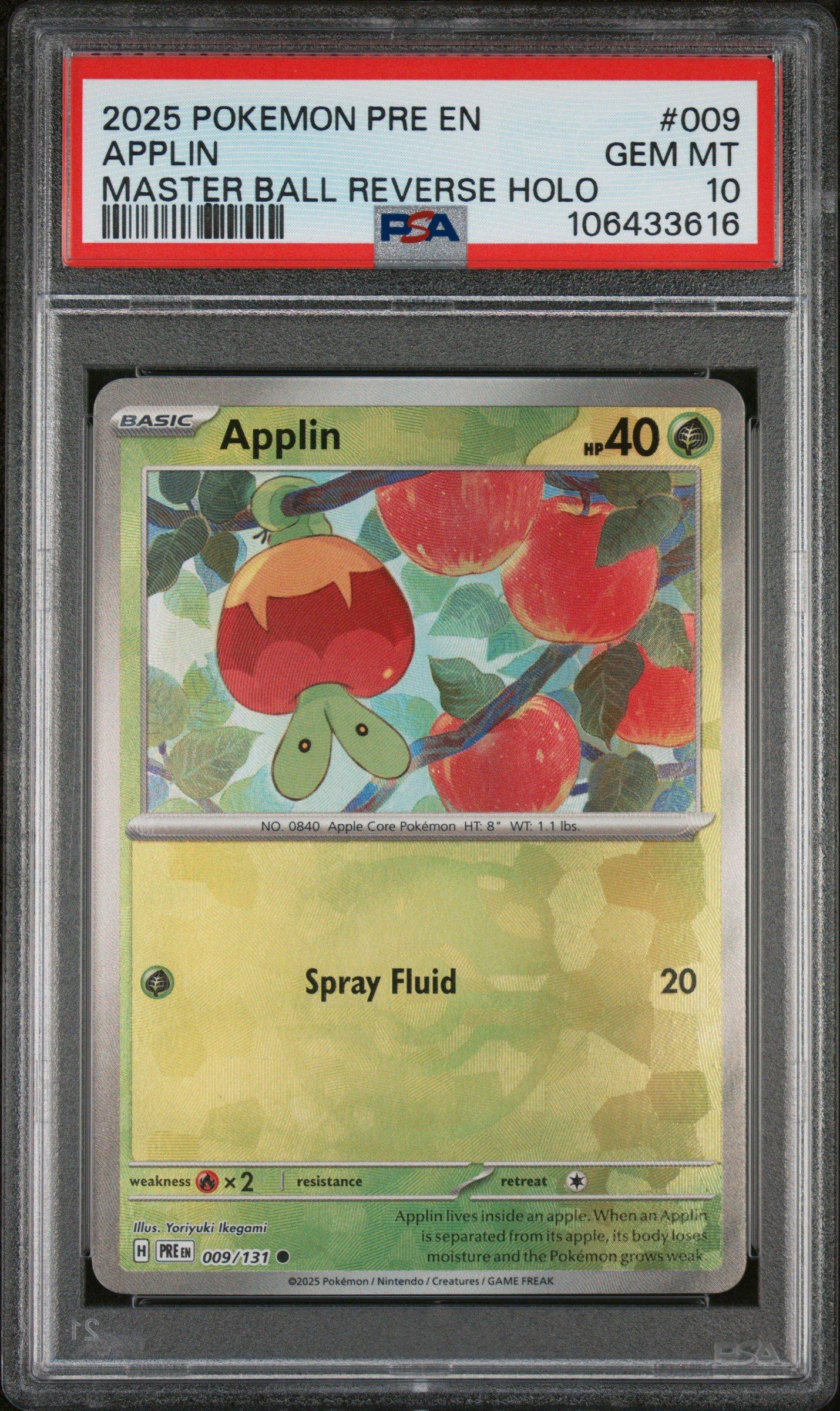 2025 Pokemon Pre En-prismatic Evolutions 009 Applin Master Ball