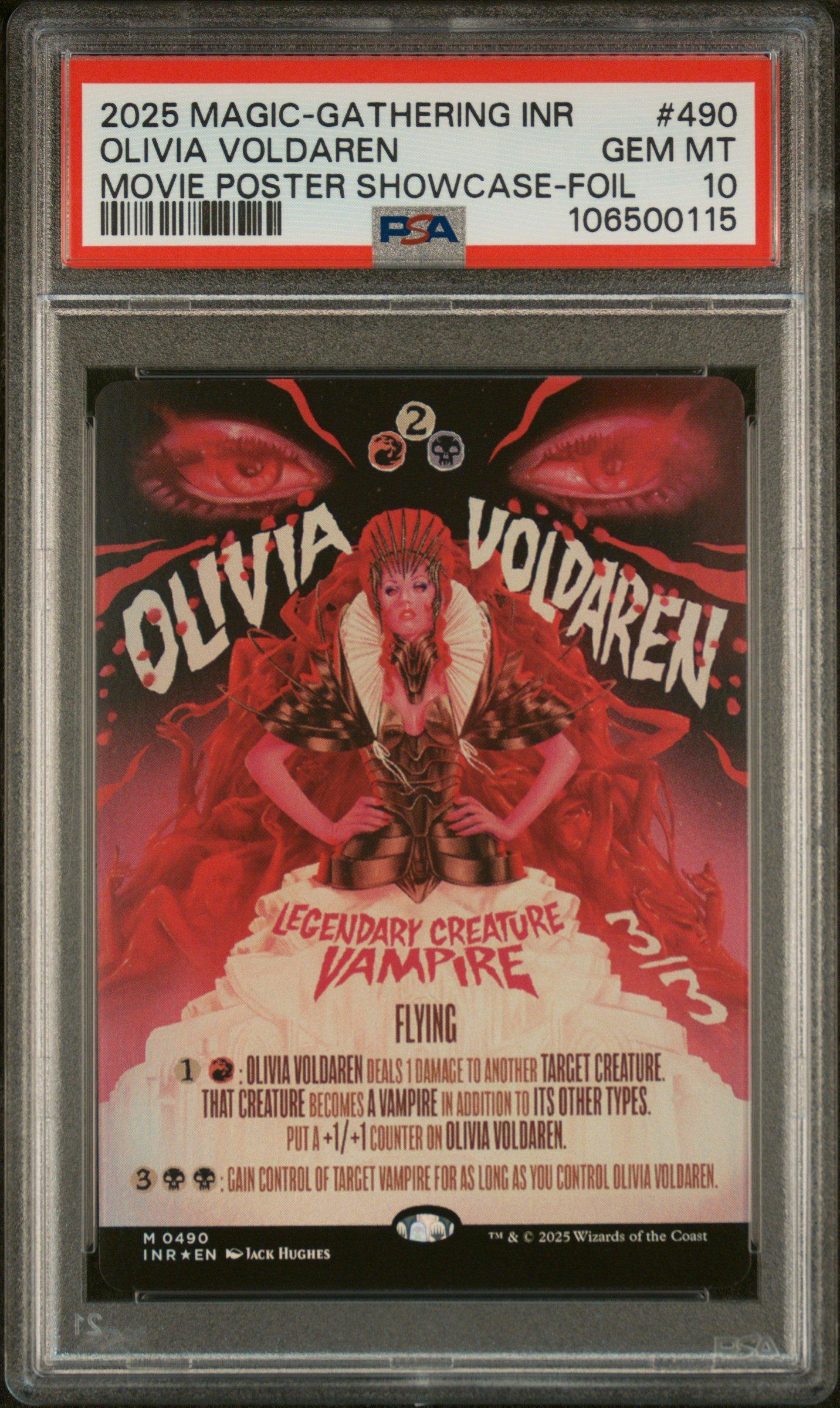 2025 Magic The Gathering Innistrad Remastered 490 Olivia Voldaren Movie Poster Showcase-foil PSA 10