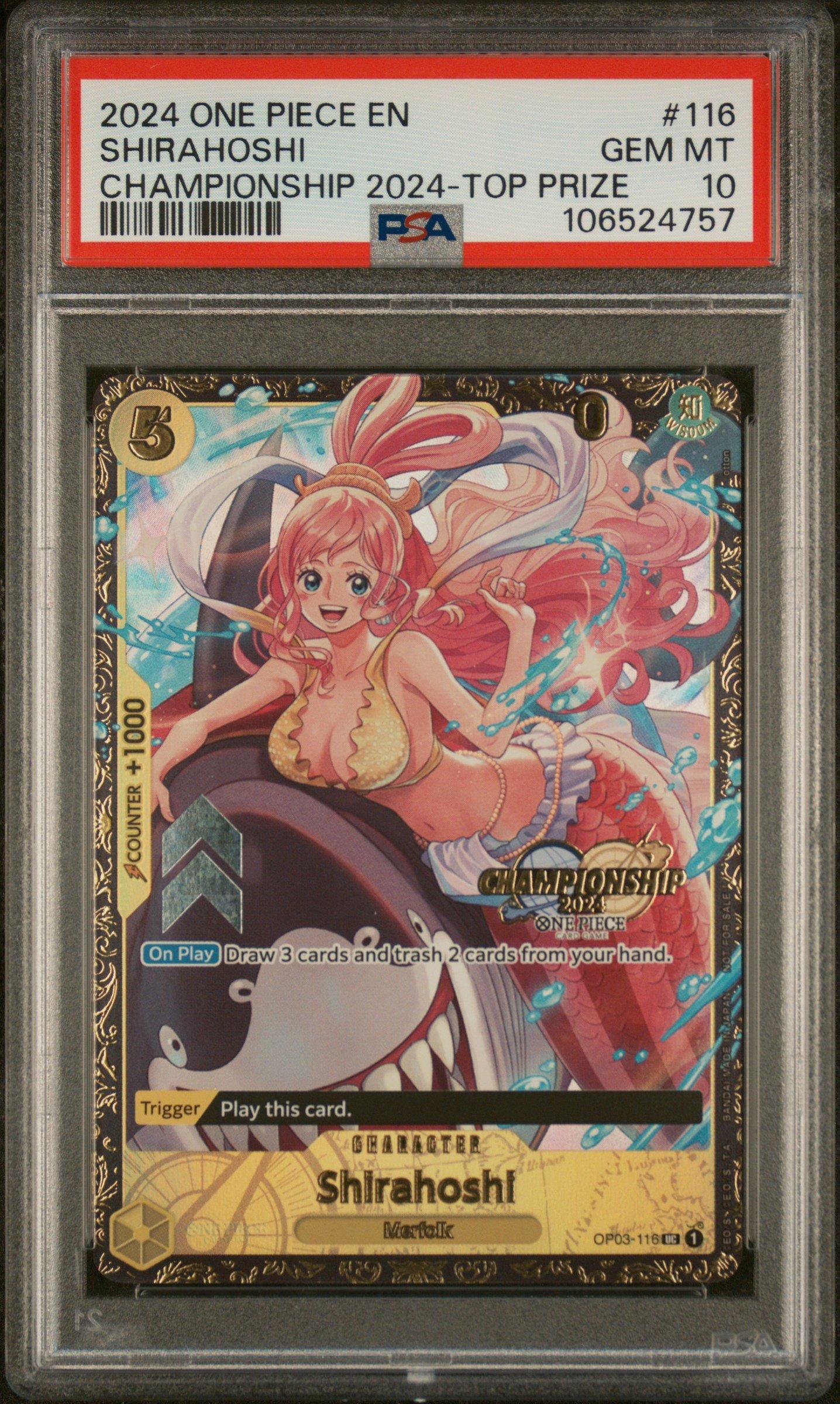 ワンピース カードゲーム 2024 ONE PIECE SHIRAHOSHI #116 GEM MT 2024 One Piece Promos 116 Shirahoshi Championship 2024-top Prize