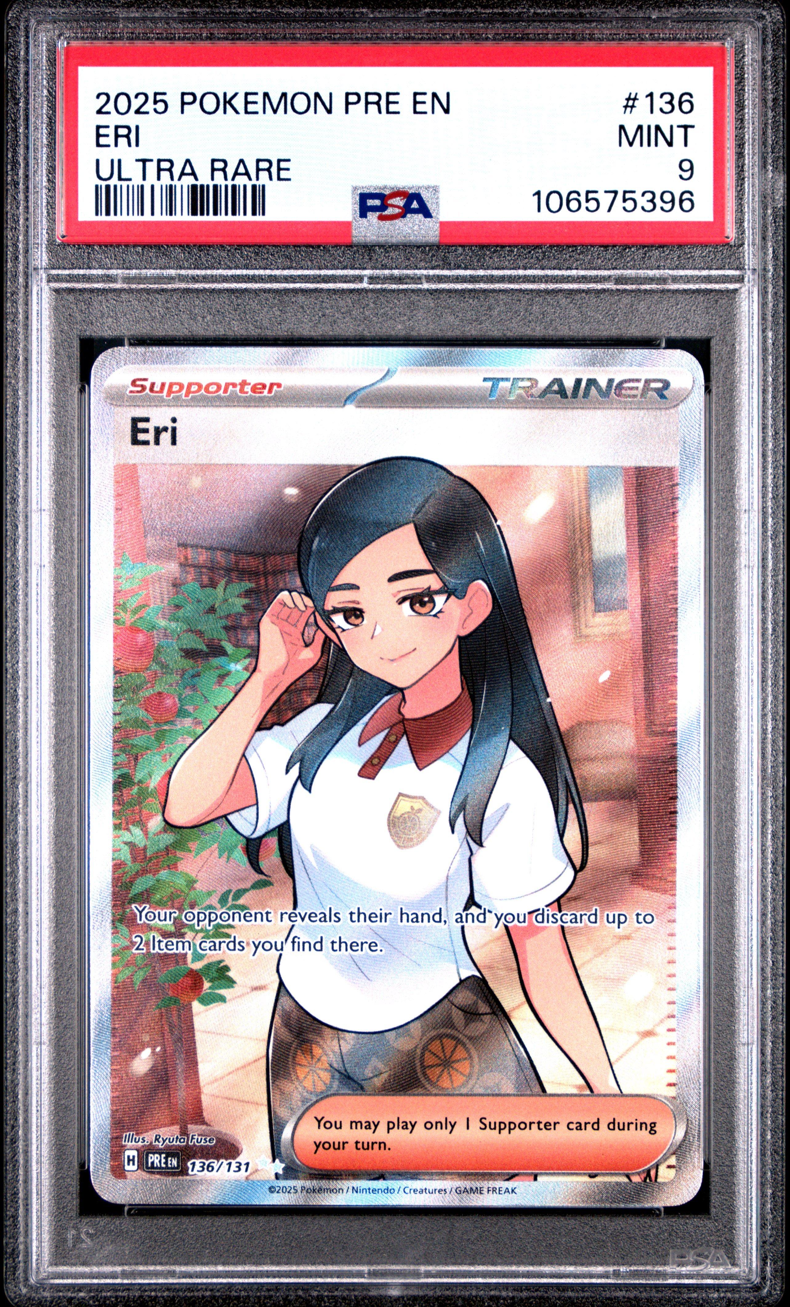 Eri★ 2025 Pokemon Pre En-prismatic Evolutions 136 Eri Ultra Rare PSA 9