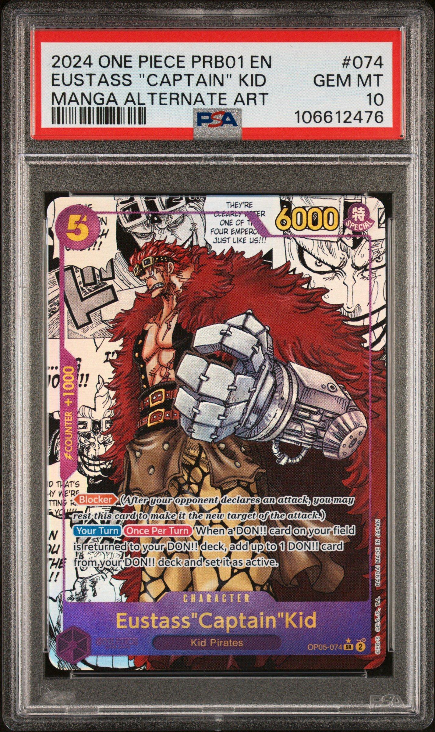 2024 One Piece Prb01-premium Booster -one Piece Card The Best- 074 Eustass "captain" Kid Manga Alternate Art PSA 10