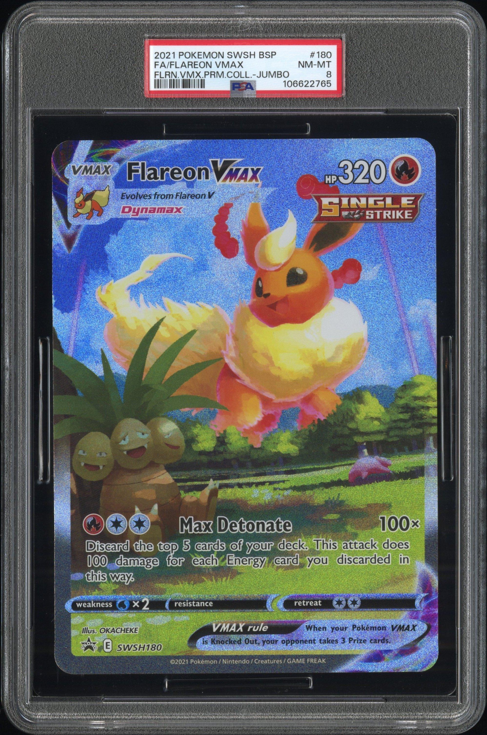 2021 Pokemon Swsh Black Star Promo 180 Full Art/flareon Vmax Flareon Vmax Premium Collection-jumbo PSA 8