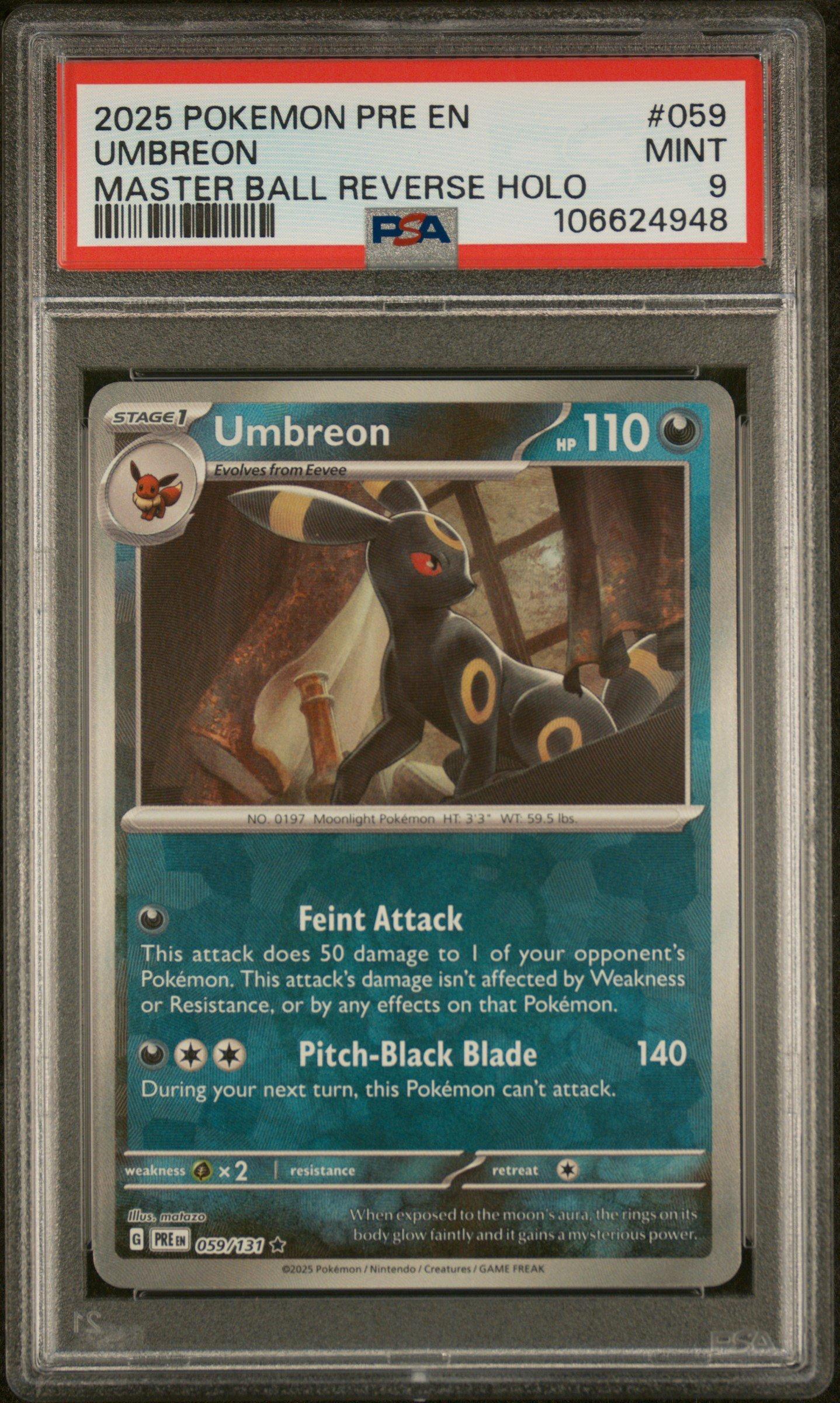 2025 Pokemon Pre En-prismatic Evolutions 059 Umbreon Master Ball