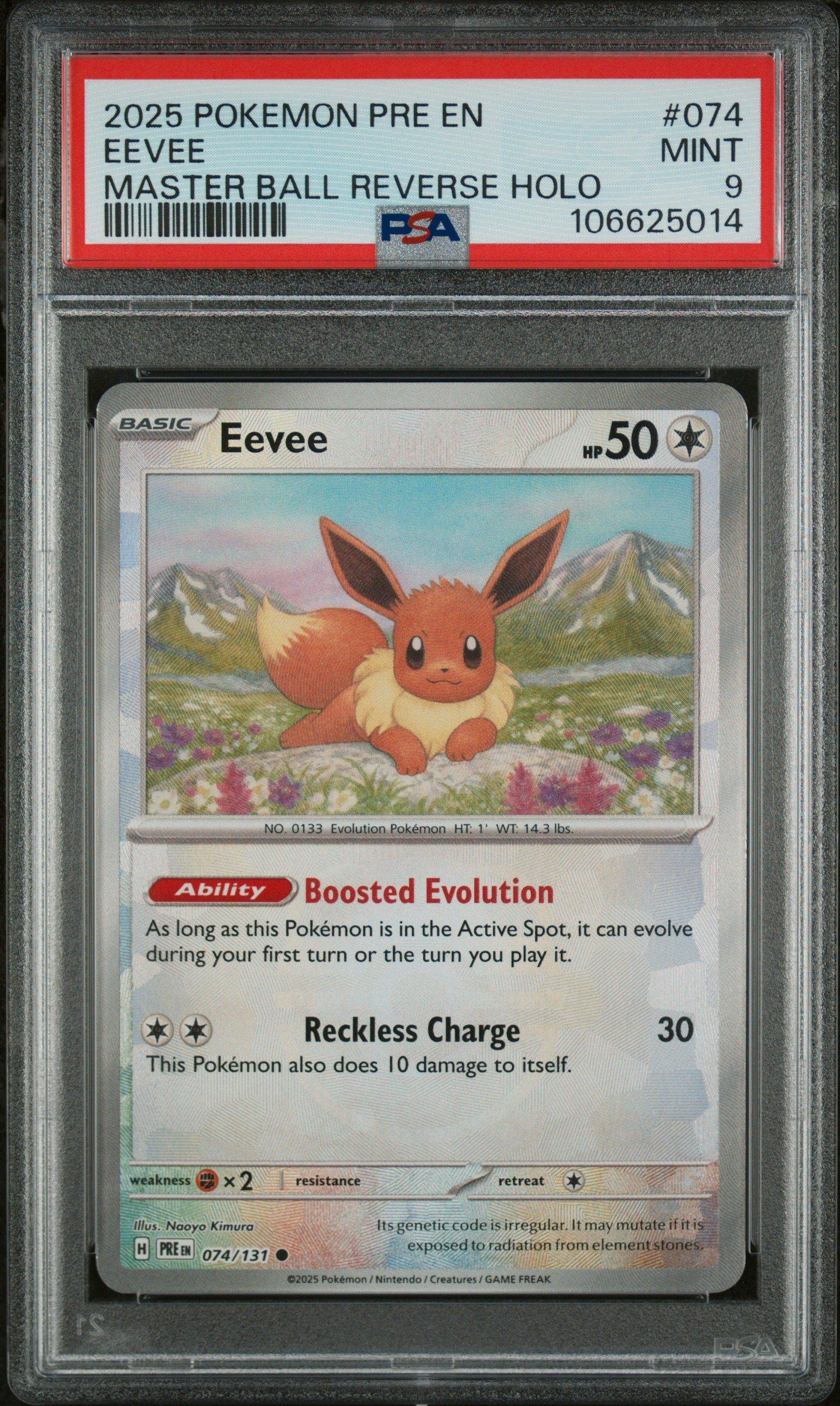 2025 Pokemon Pre En-prismatic Evolutions 074 Eevee Master Ball