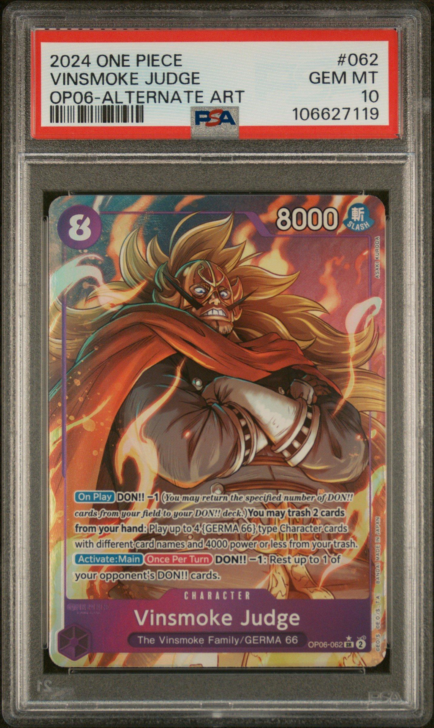 2024 One Piece Op06-wings Of The Captain 062 Vinsmoke Judge Alternate Art PSA 10