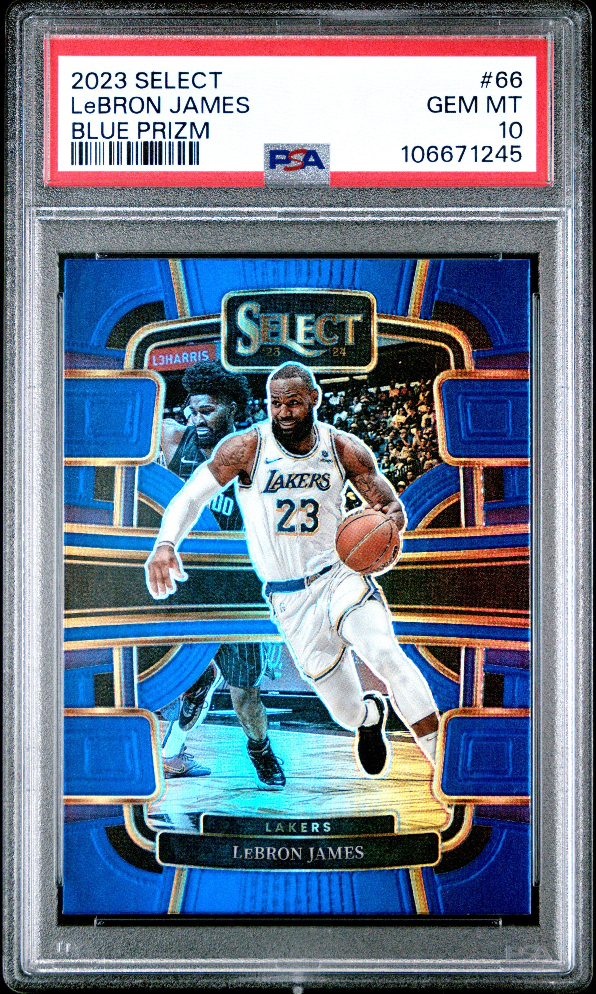 2023 Panini Select 66 Lebron James Blue Prizm PSA 10