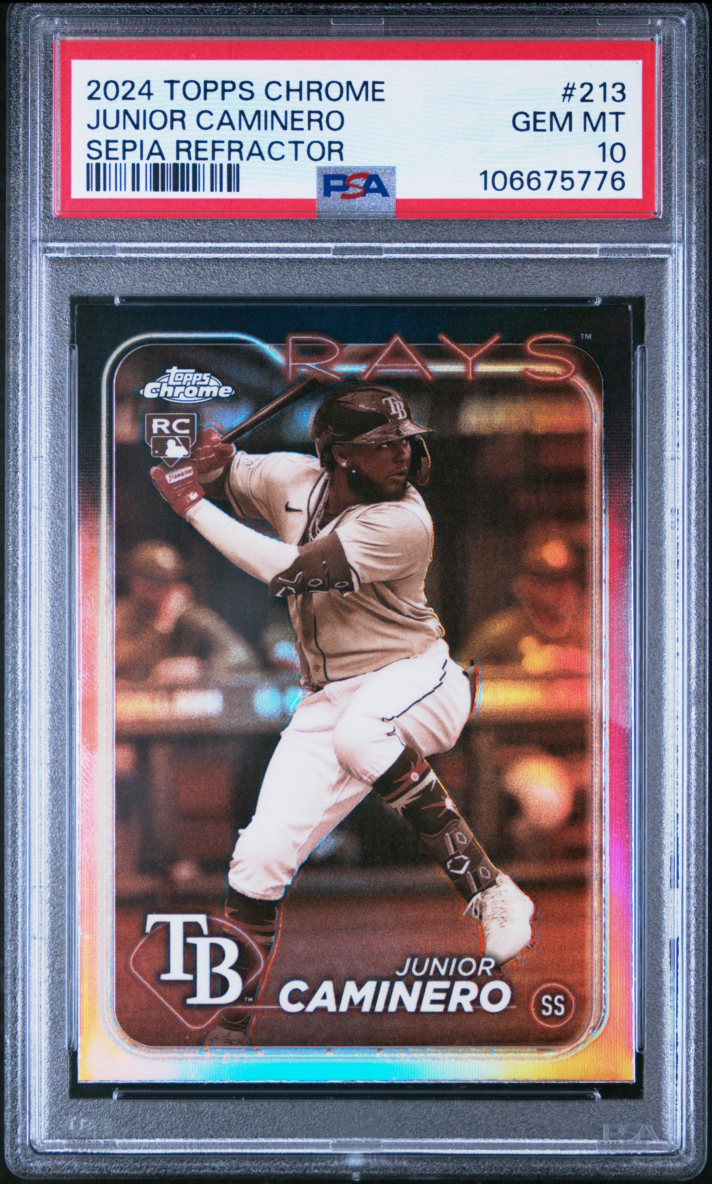 2024 Topps Chrome 213 Junior Caminero Sepia Refractor PSA 10