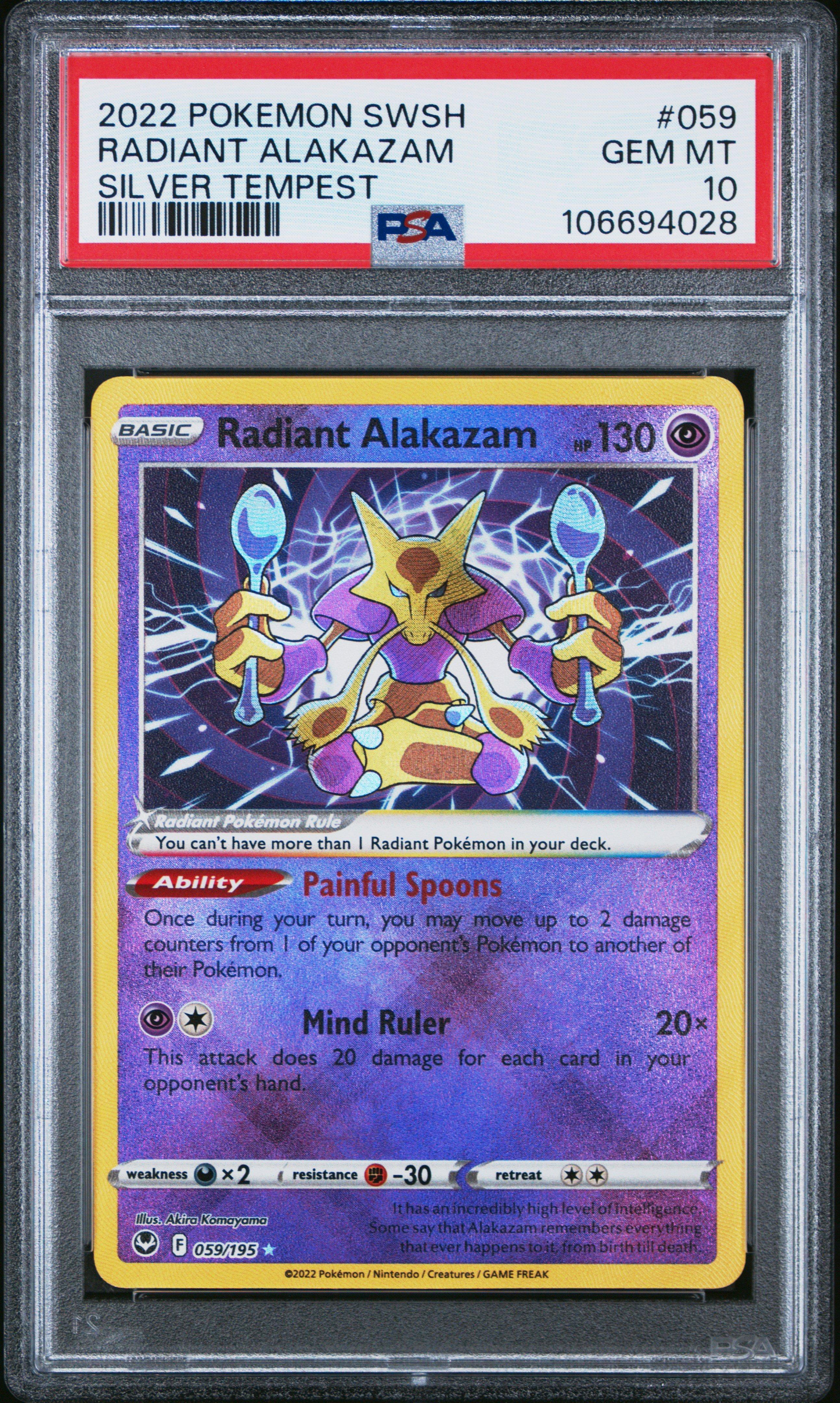 2022 Pokemon Sword & Shield Silver Tempest 059 Radiant Alakazam