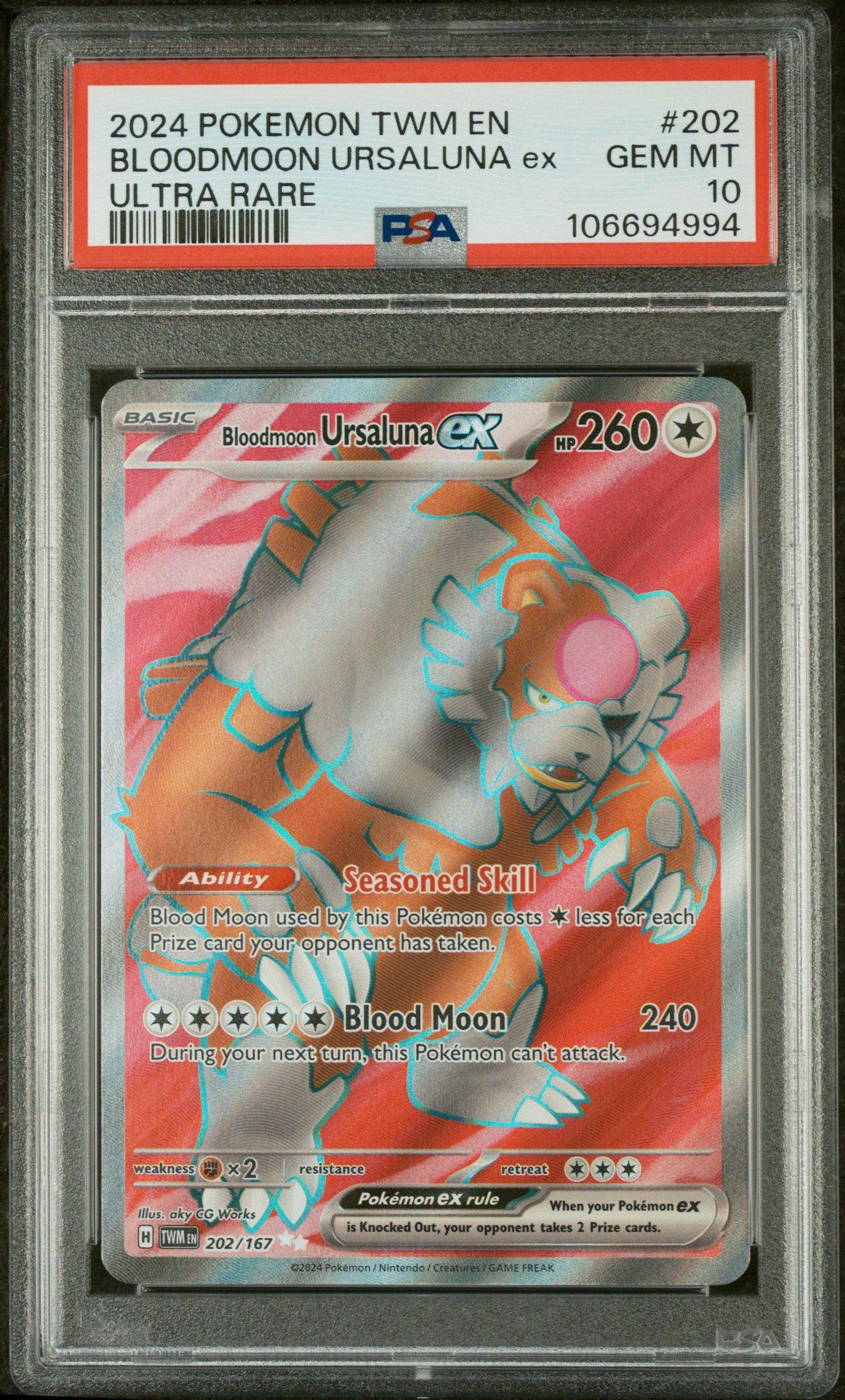 2024 Pokemon Twm En-twilight Masquerade 202 Bloodmoon Ursaluna Ex Ultra Rare PSA