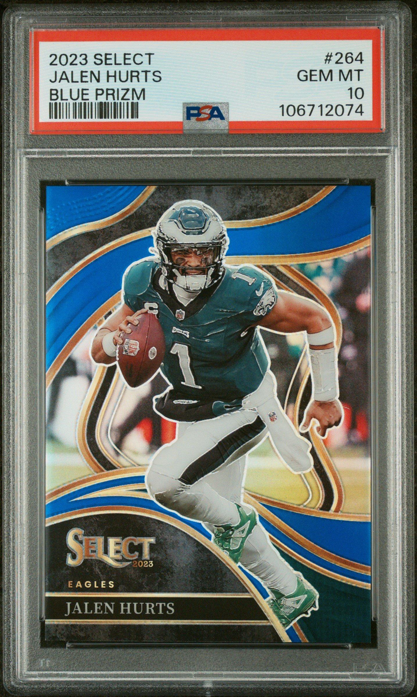 2023 Panini Select 264 Jalen Hurts Blue Prizm PSA 10