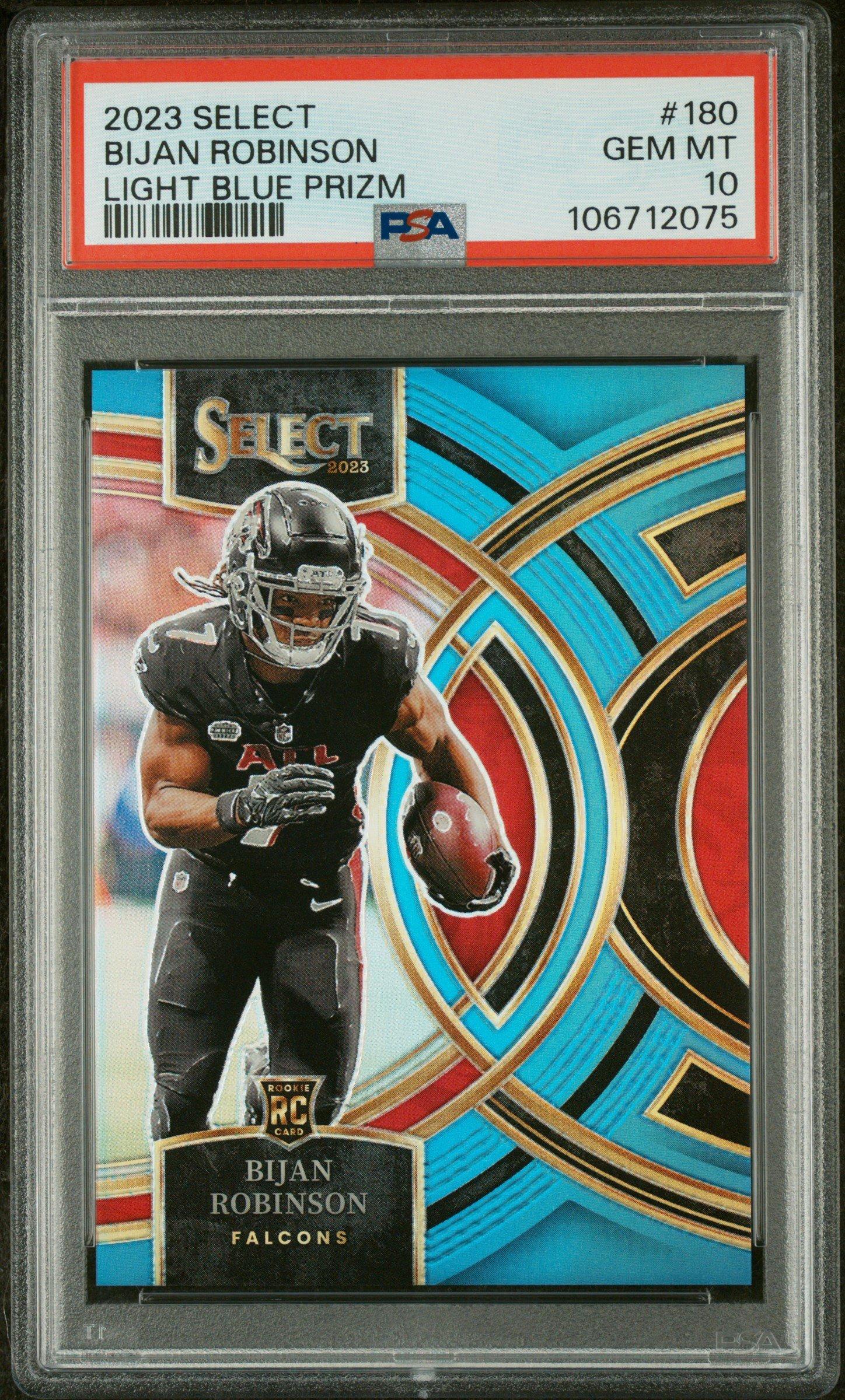 2023 Panini Select 180 Bijan Robinson Light Blue Prizm PSA 10