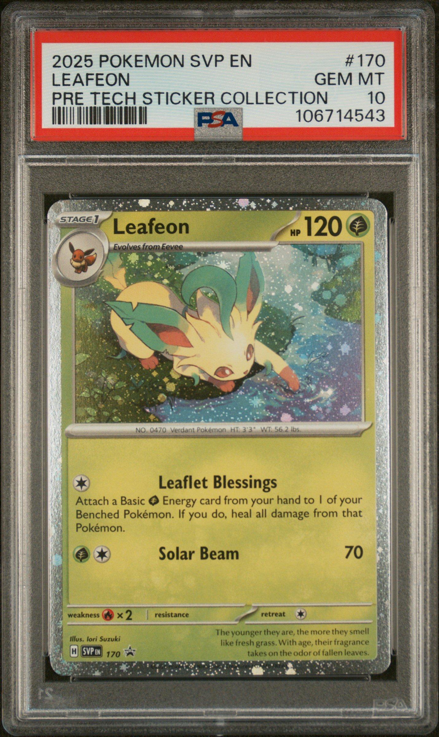 2025 Pokemon Svp En-sv Black Star Promo 170 Leafeon Prismatic Evolutions Tech Sticker Collection PSA