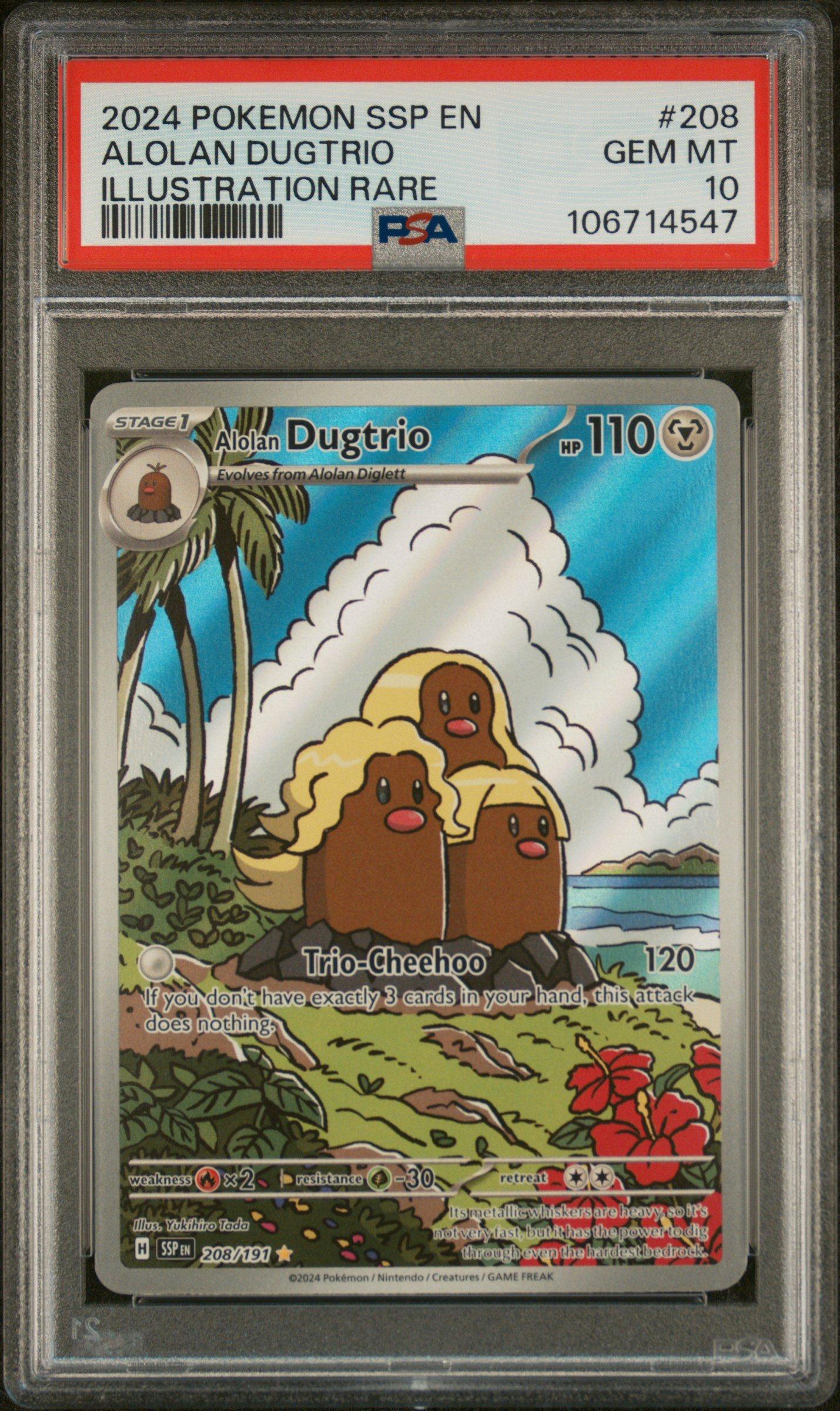 2024 Pokemon Ssp En-surging Sparks 208 Alolan Dugtrio Illustration Rare PSA  10 Graded Card | GameStop