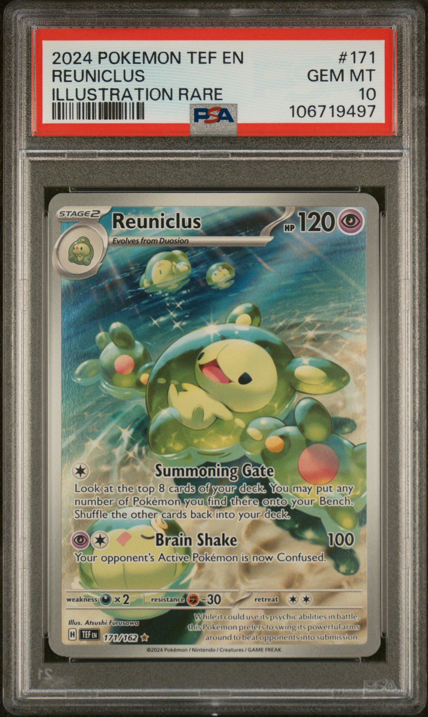 2024 Pokemon Tef En-temporal Forces 171 Reuniclus Illustration Rare PSA 10