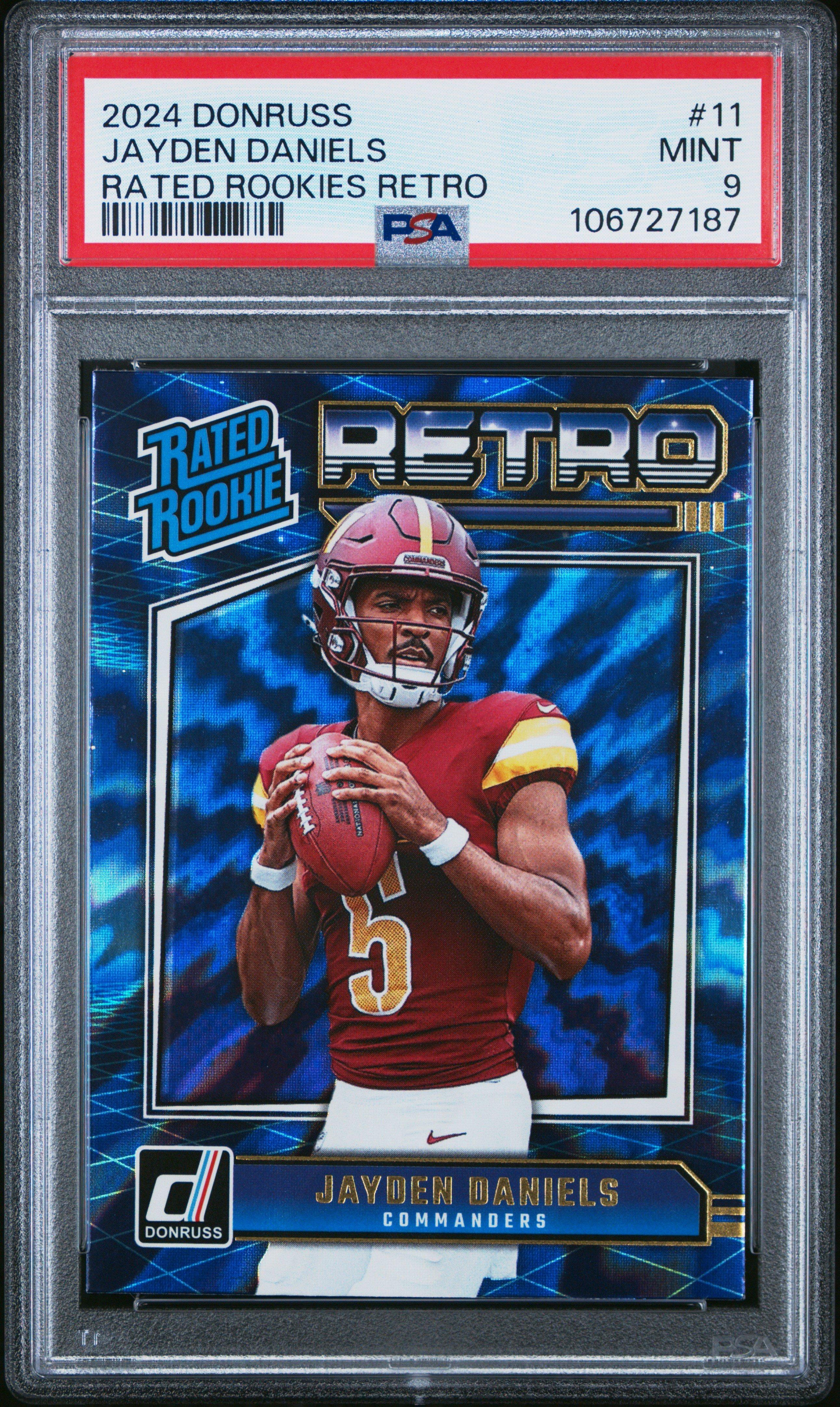 2024 Panini Donruss Rated Rookies Retro 11 Jayden Daniels PSA