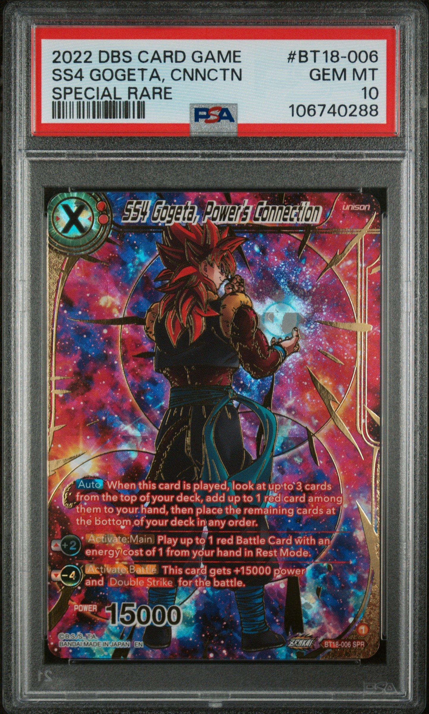 2022 Dragon Ball Super Card Game Series 18 Dawn Of The Z-legends Bt18-006 Ss4 Gogeta, Power's Connection Special Rare PSA 10