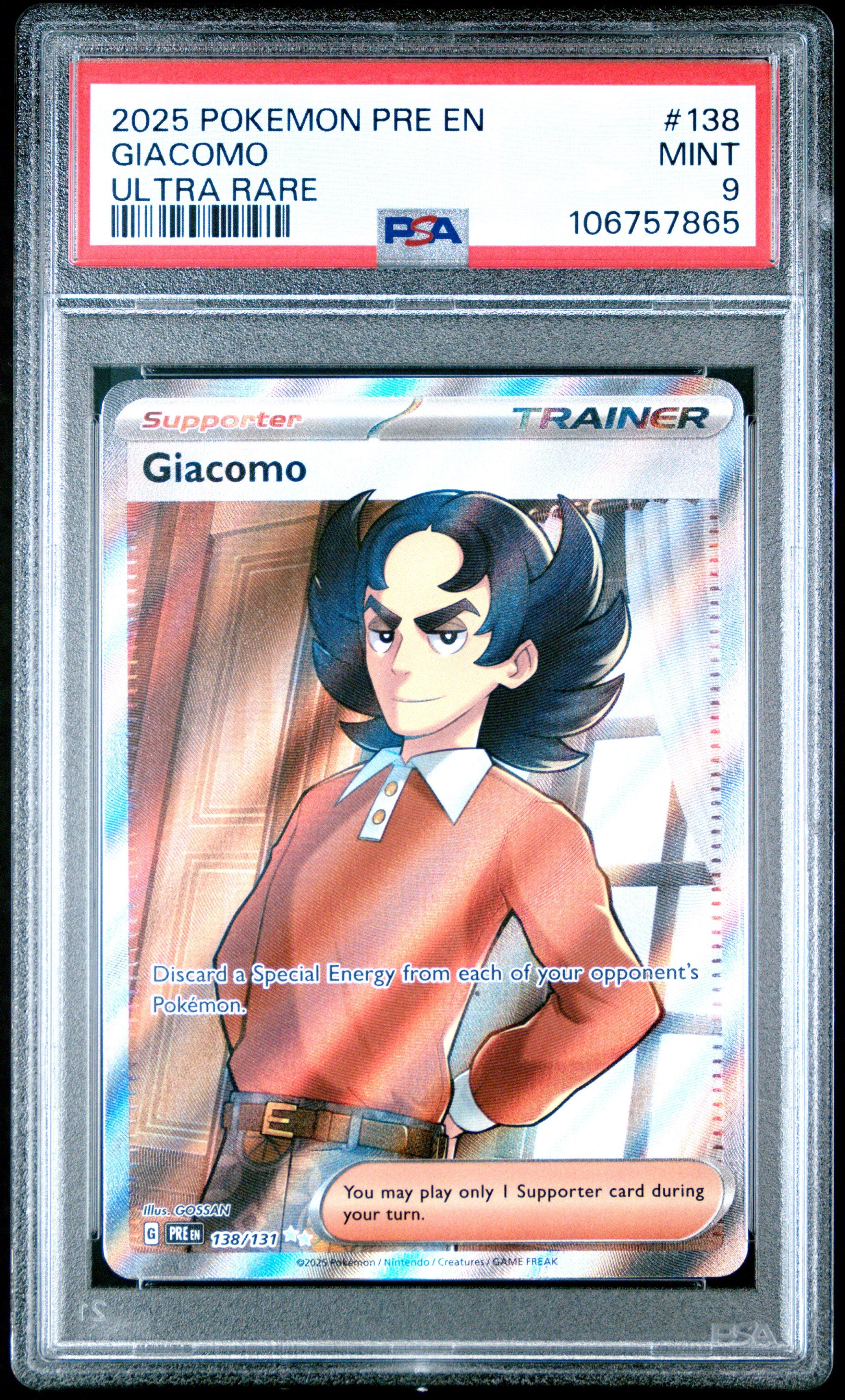 2025 Pokemon Pre En-prismatic Evolutions 138 Giacomo Ultra Rare PSA 9  Graded Card | GameStop