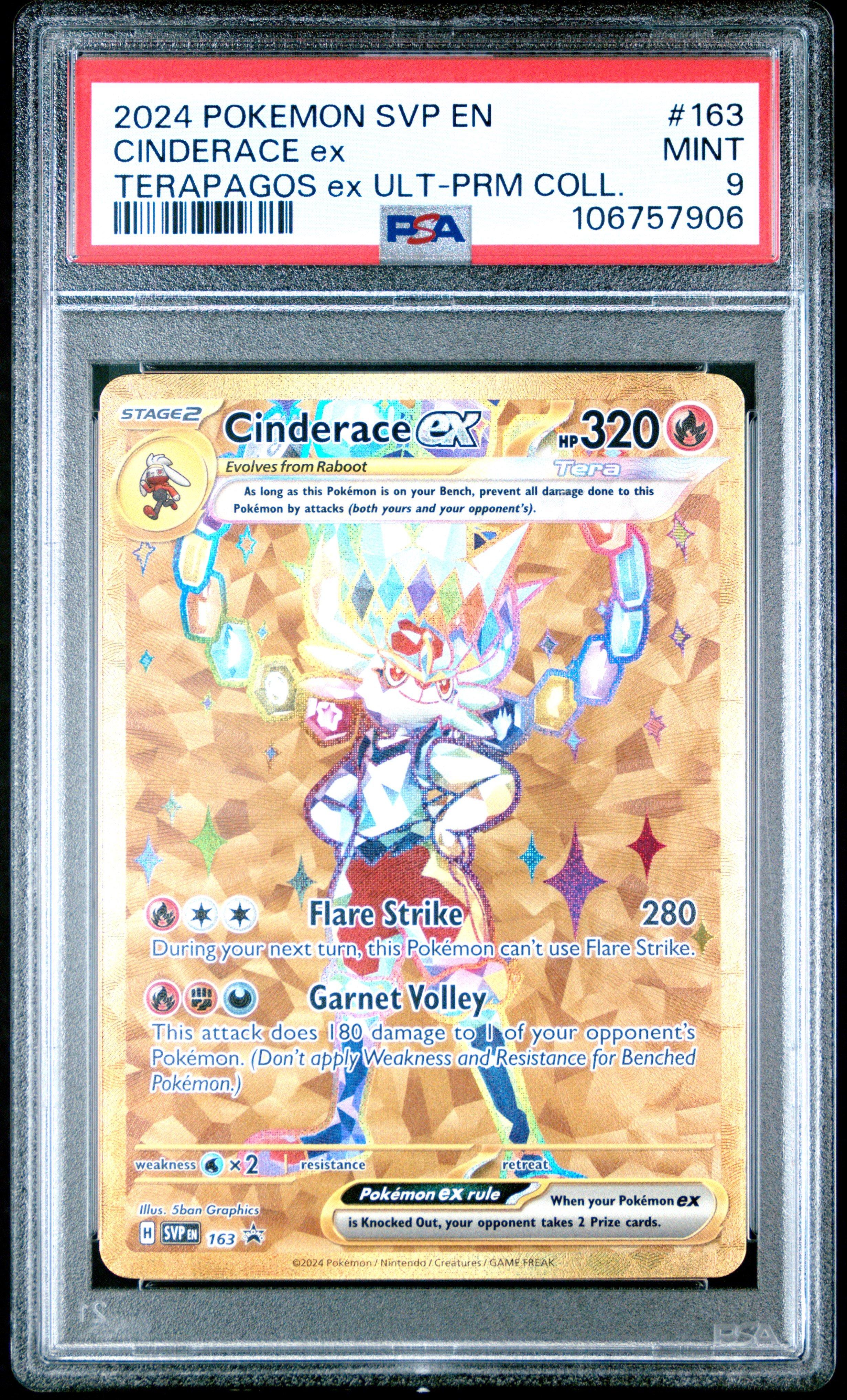 2024 Pokemon Svp En-sv Black Star Promo 163 Cinderace Ex Terapagos Ex Ultra-premium Collection PSA 9