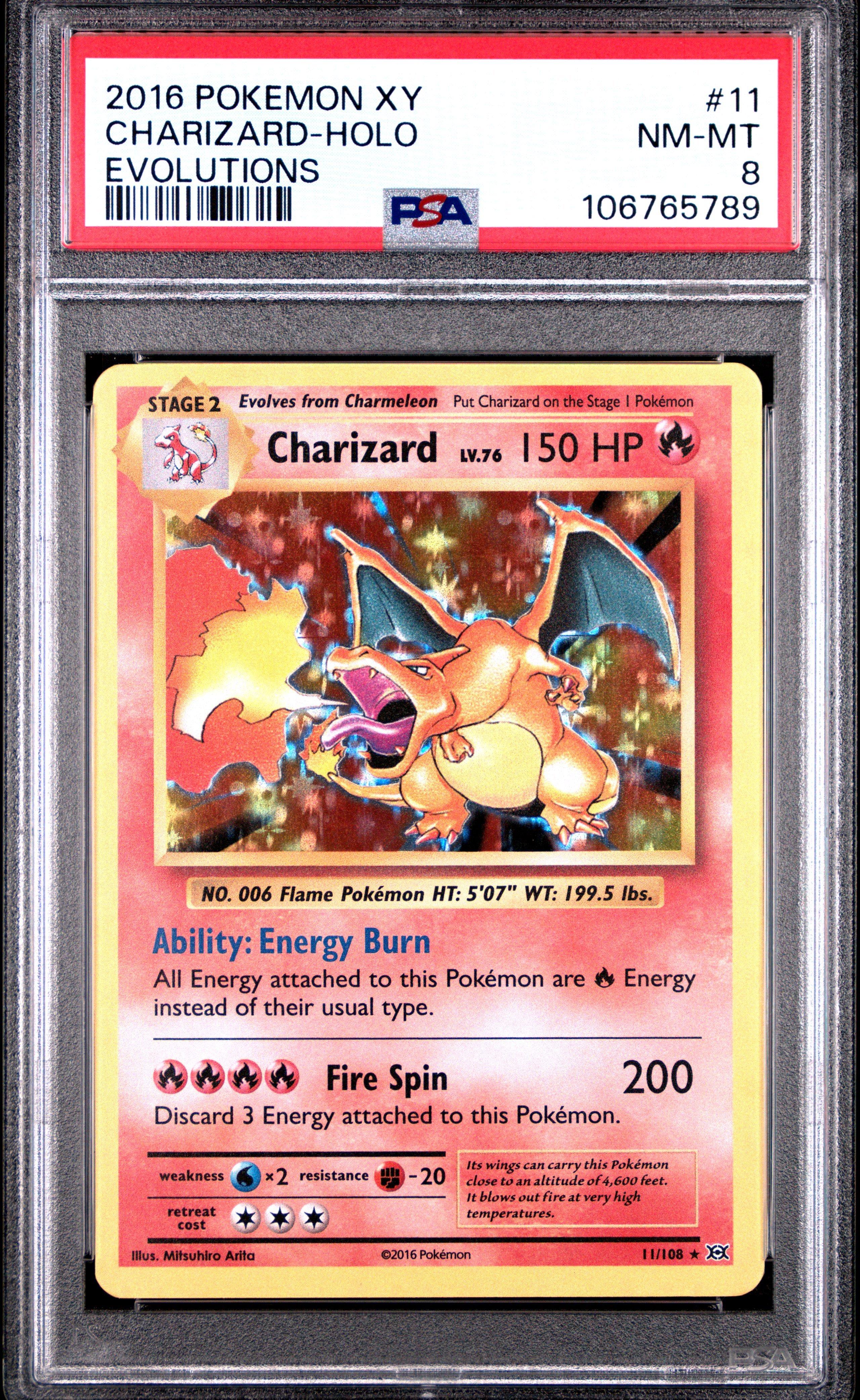 2016 Pokemon Xy Evolutions 11 Charizard-holo PSA 8 Graded Card