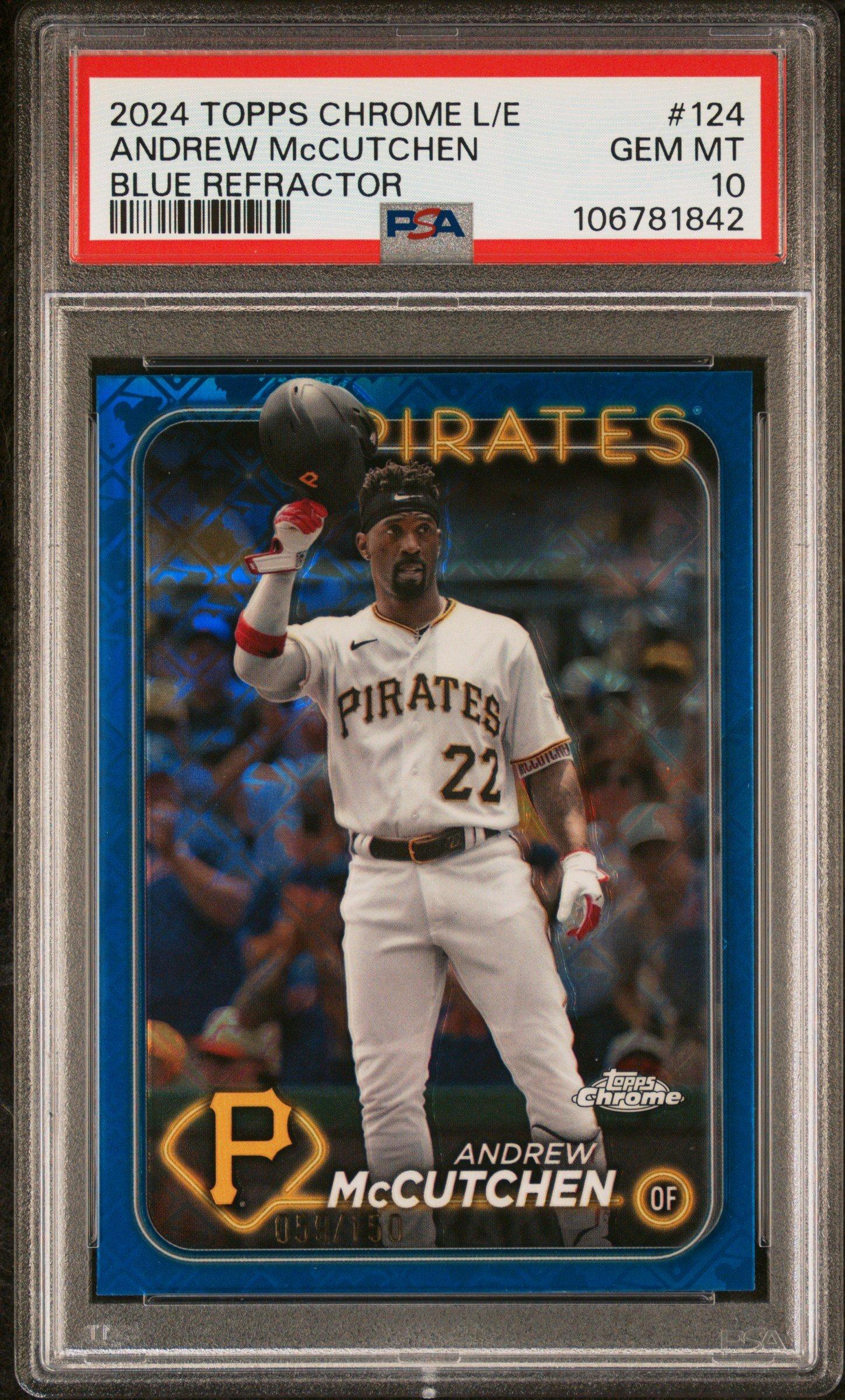 2024 Topps Chrome Logofractor Edition 124 Andrew Mccutchen Blue Refractor PSA 10