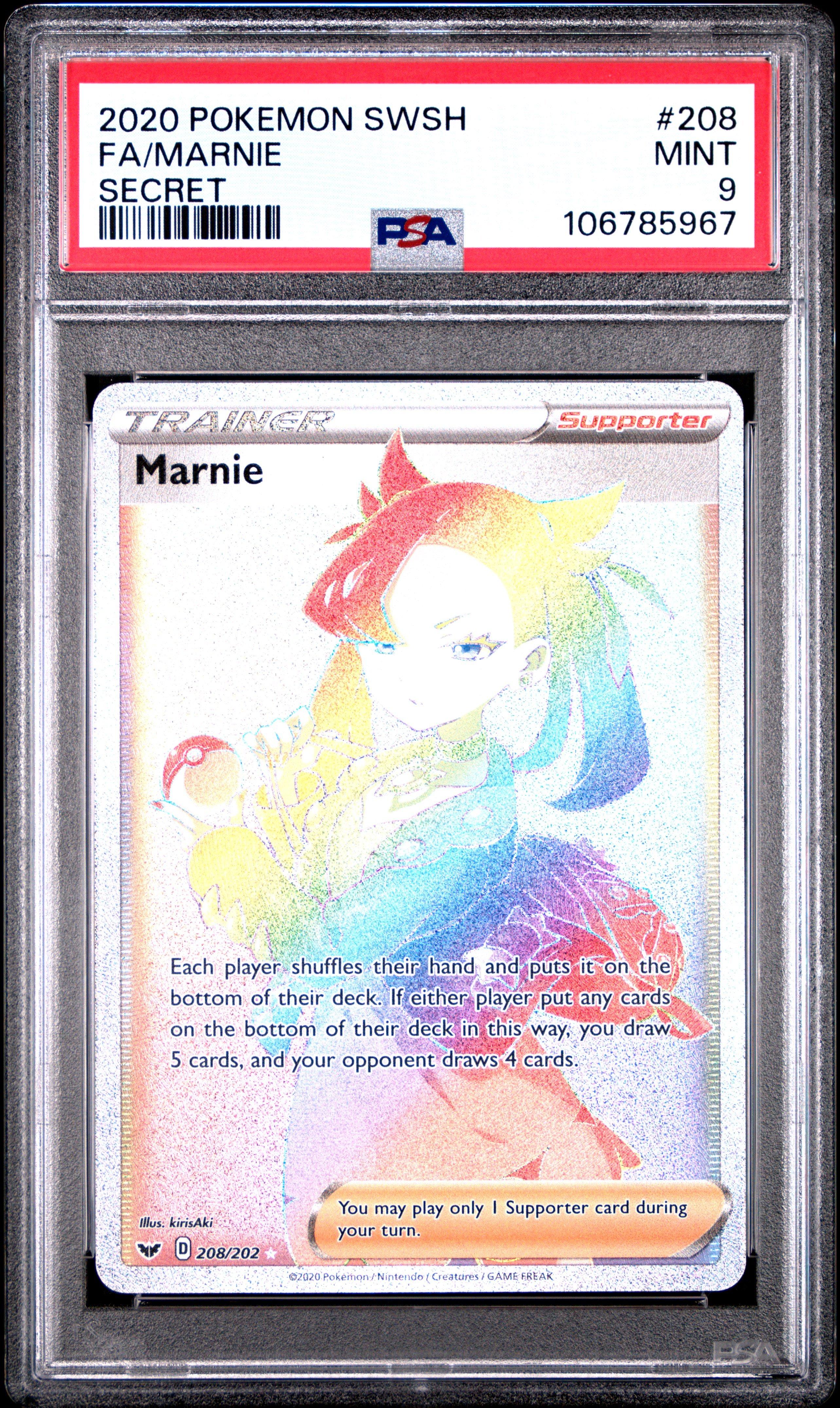 2020 Pokemon Sword & Shield 208 Full Art/marnie Secret PSA 9