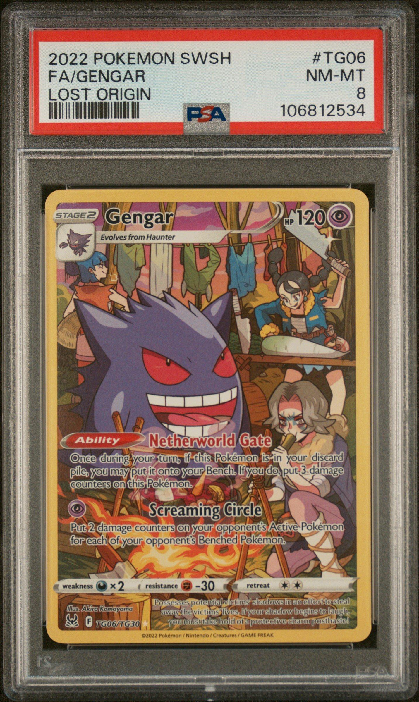 2022 Pokemon Sword & Shield Lost Origin Tg06 Full Art/gengar PSA 8