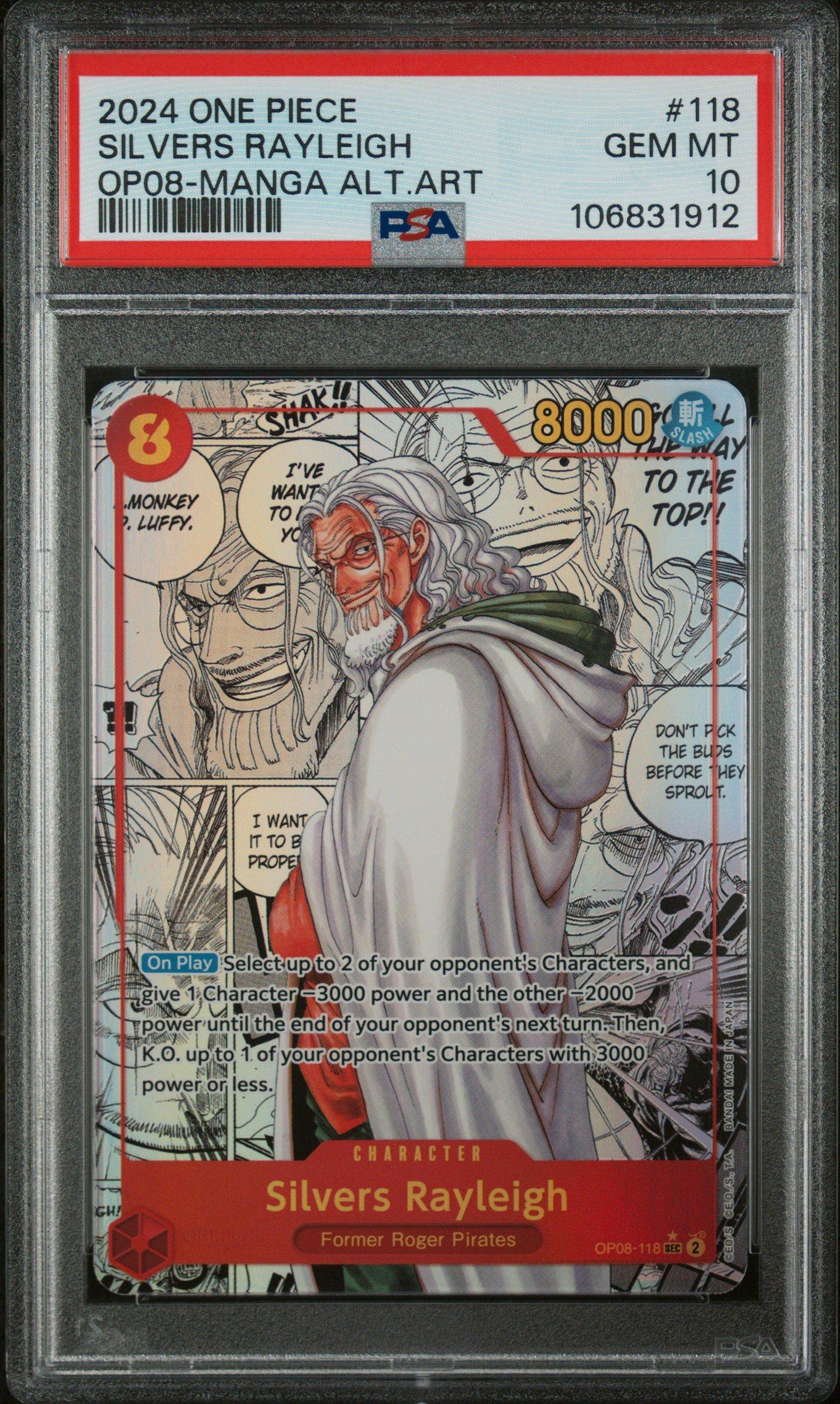 2024 One Piece Op08-two Legends 118 Silvers Rayleigh Manga Alternate Art PSA 10