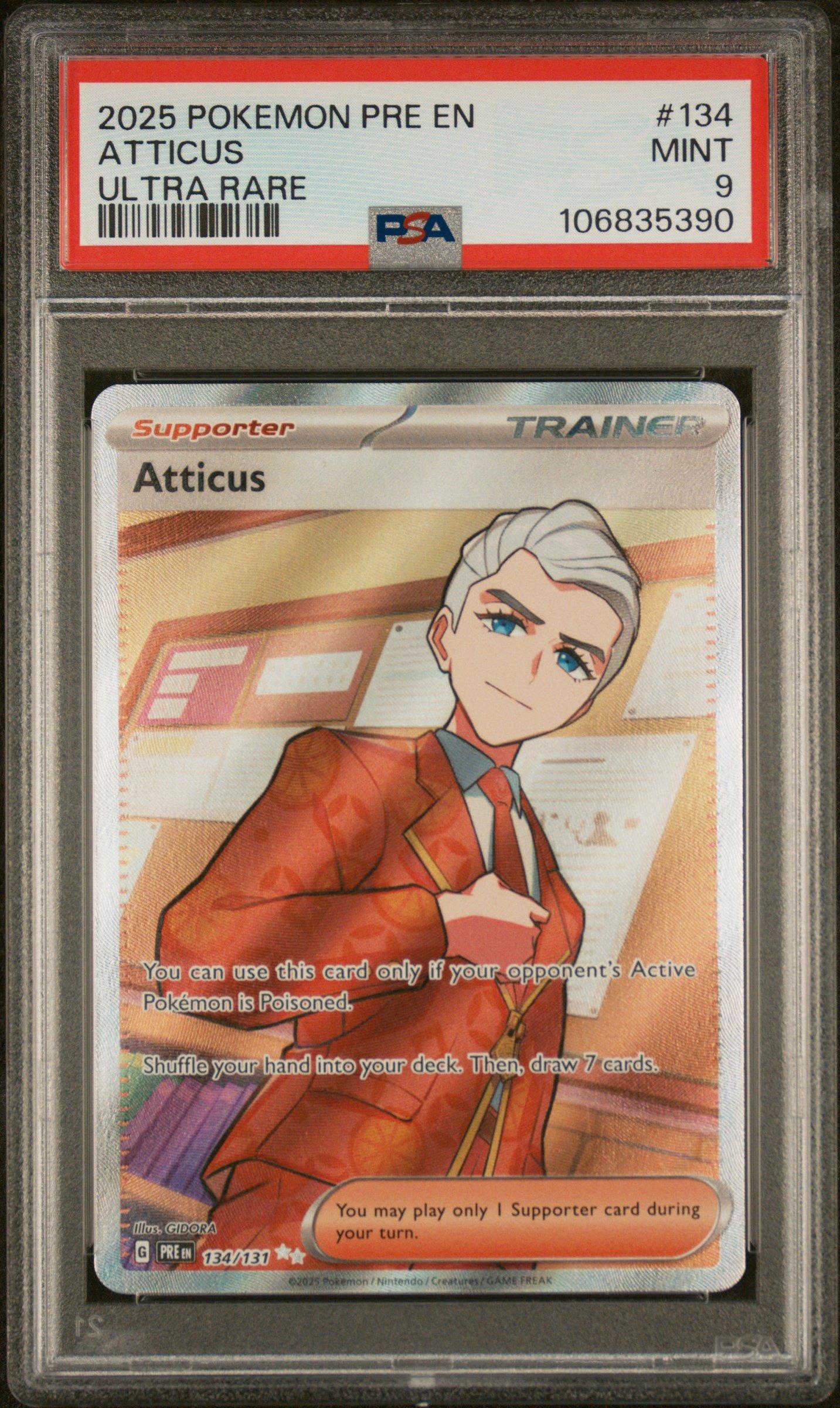 2025 Pokemon Pre En-prismatic Evolutions 134 Atticus Ultra Rare PSA 9