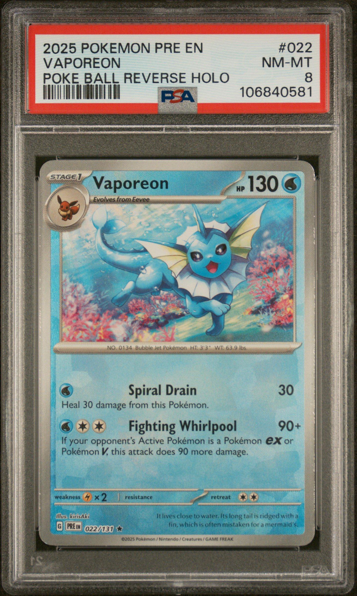 2025 Pokemon Pre En-prismatic Evolutions 022 Vaporeon Poke Ball