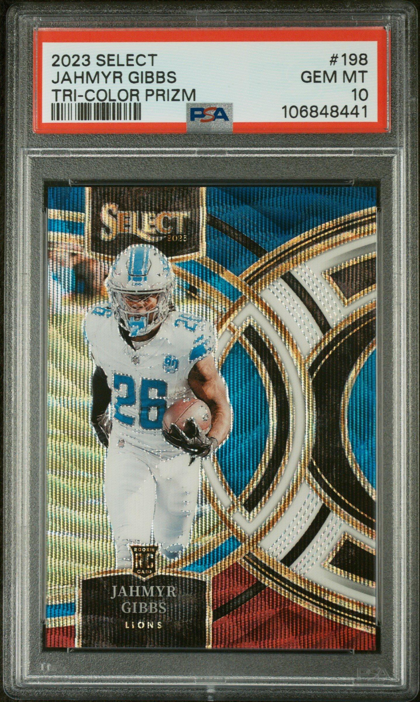 2023 Panini Select Jahmyr Gibbs Tri-color Prizm PSA 10