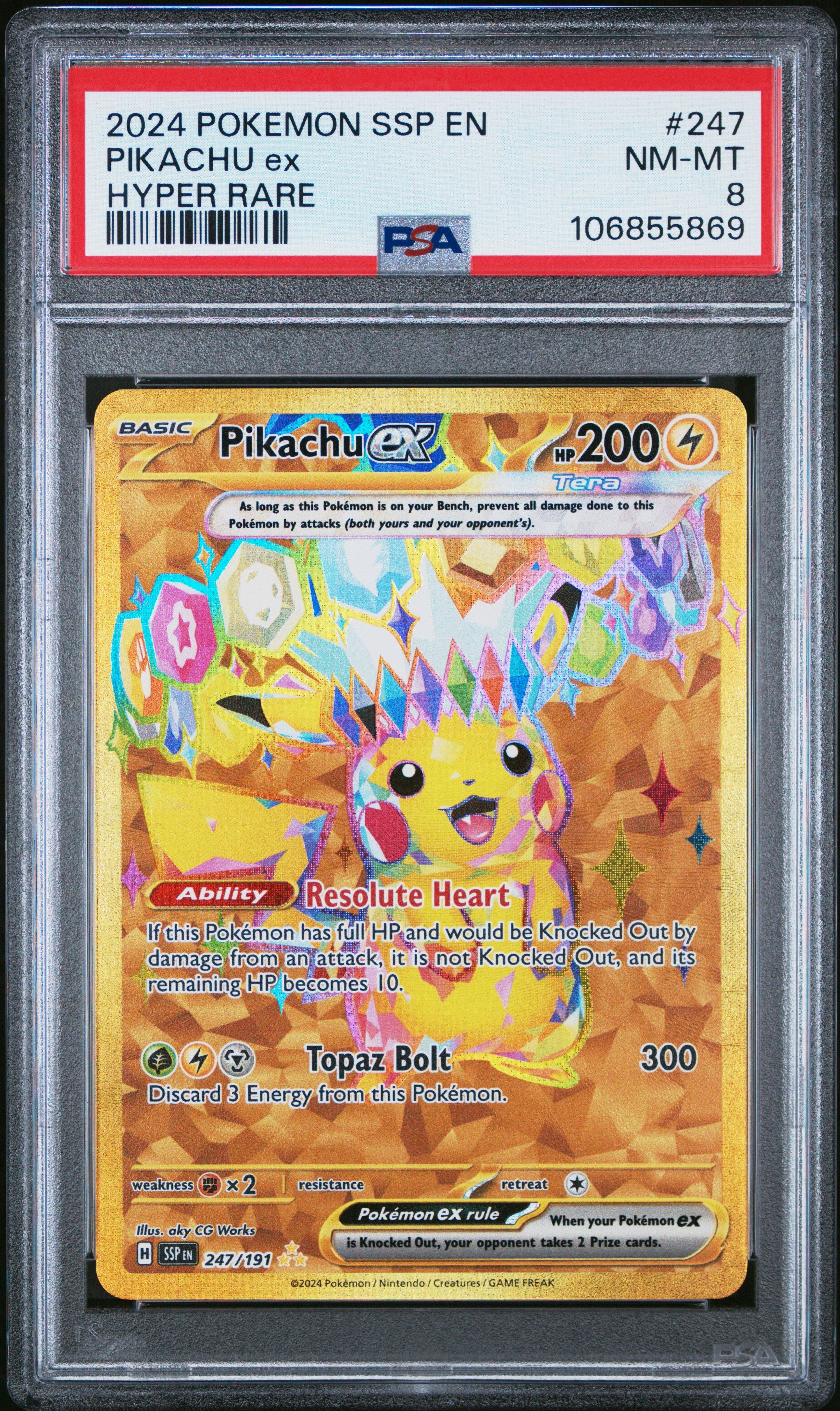 今叶星　ssp　PSA8 2024 POKEMON SSP EN-SURGING SPARKS #057 PIKACHU EX PSA 8 | eBay