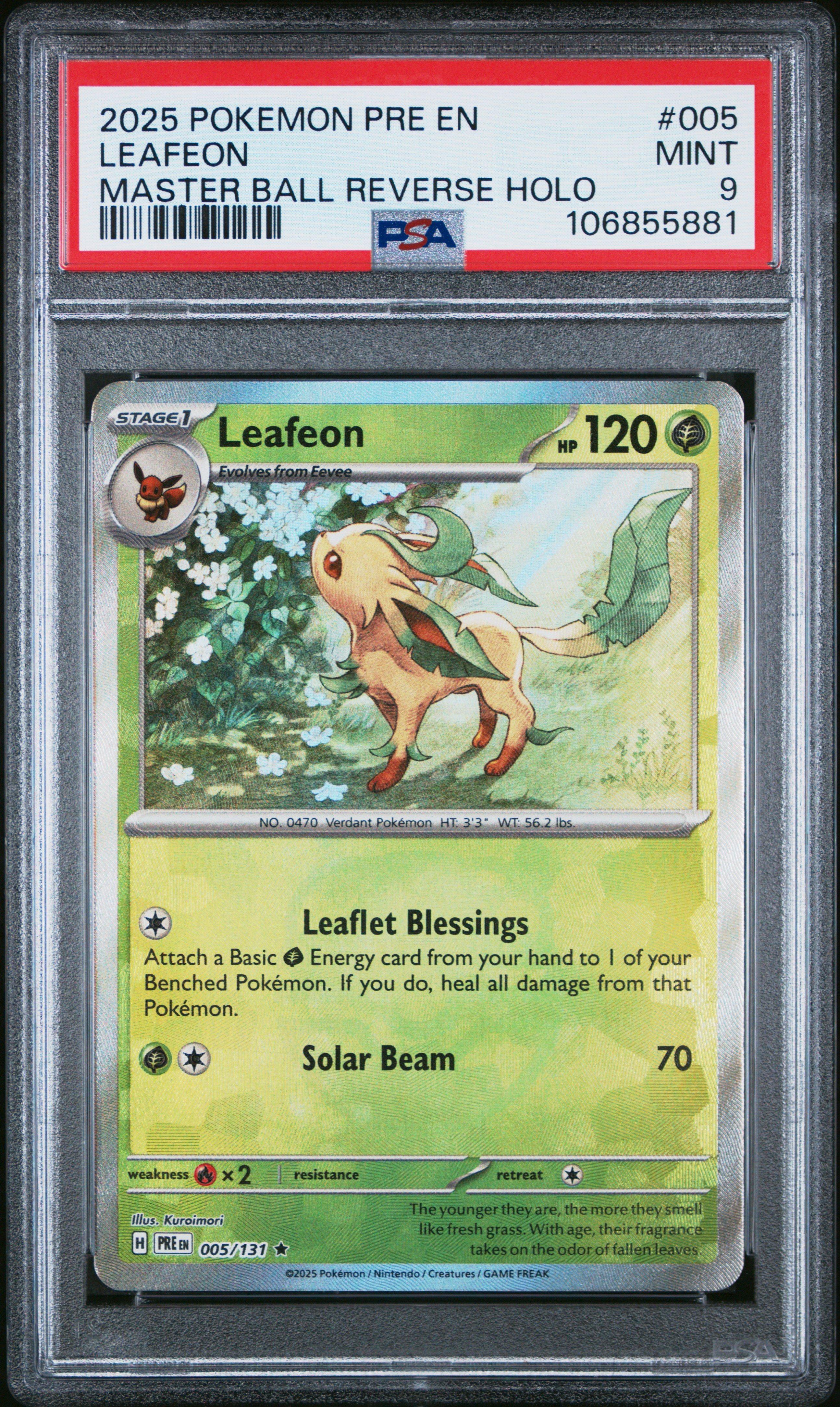2025 Pokemon Pre En-prismatic Evolutions 005 Leafeon Master Ball