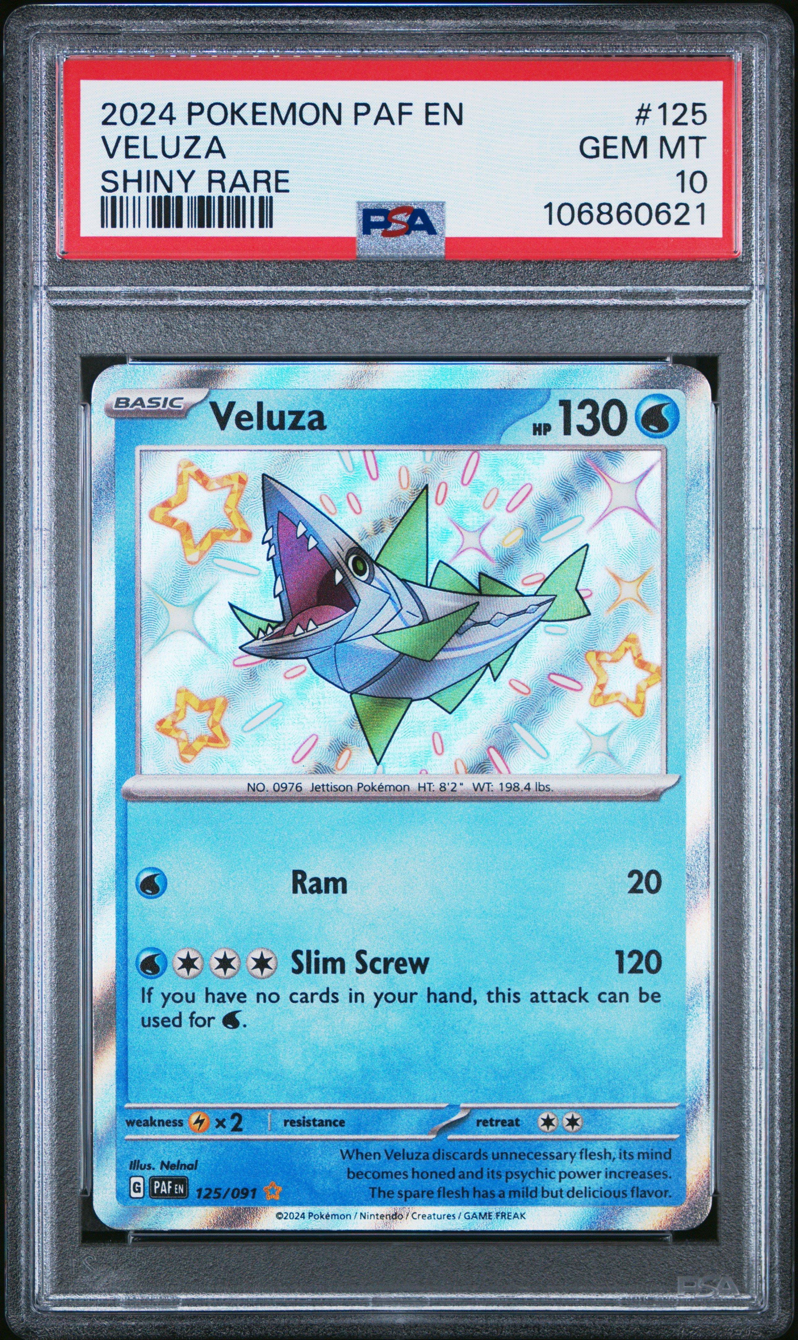 2024 Pokemon Paf En-paldean Fates 125 Veluza Shiny Rare PSA 10
