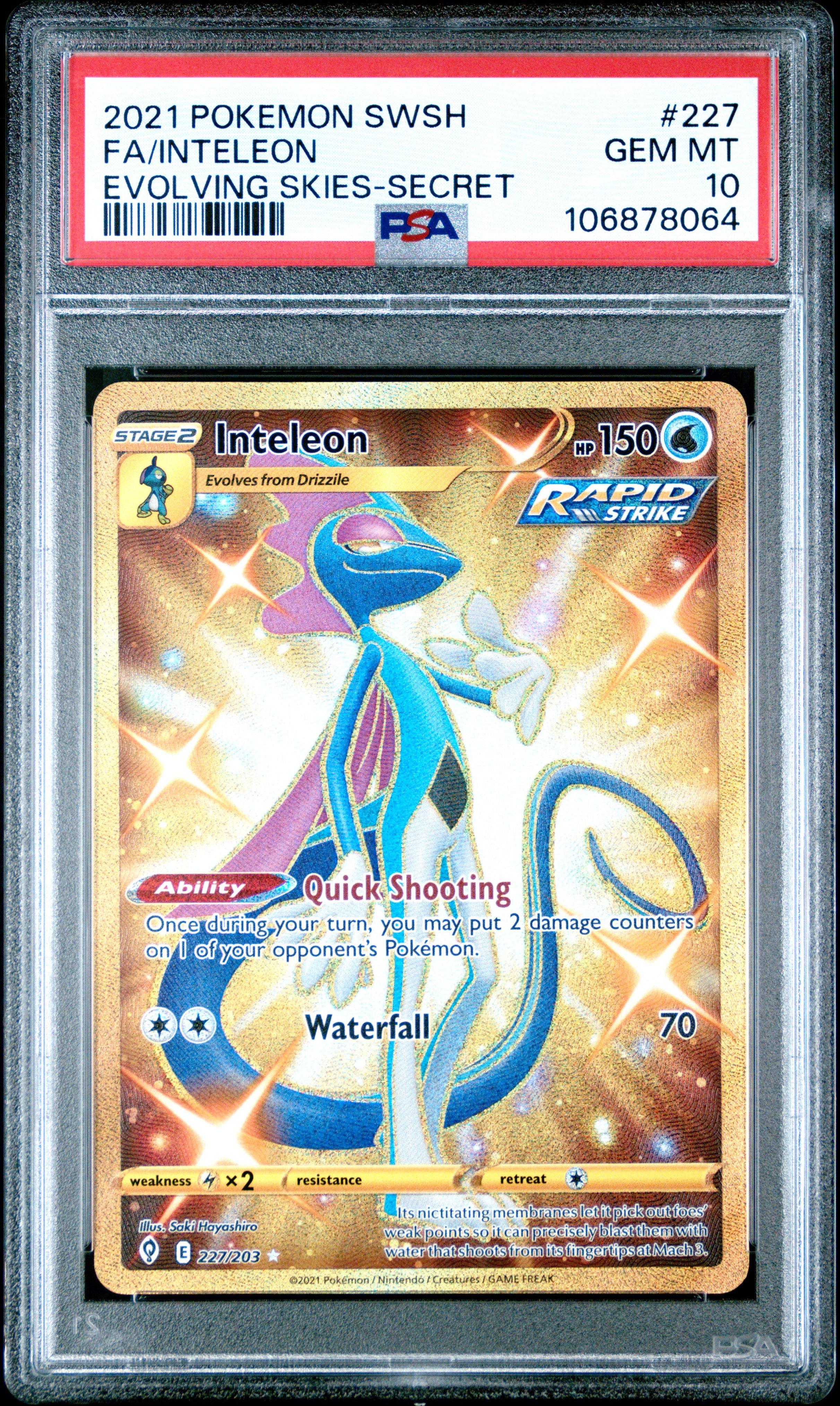 2021 Pokemon Sword & Shield Evolving Skies 227 Full Art/inteleon Secret PSA 10