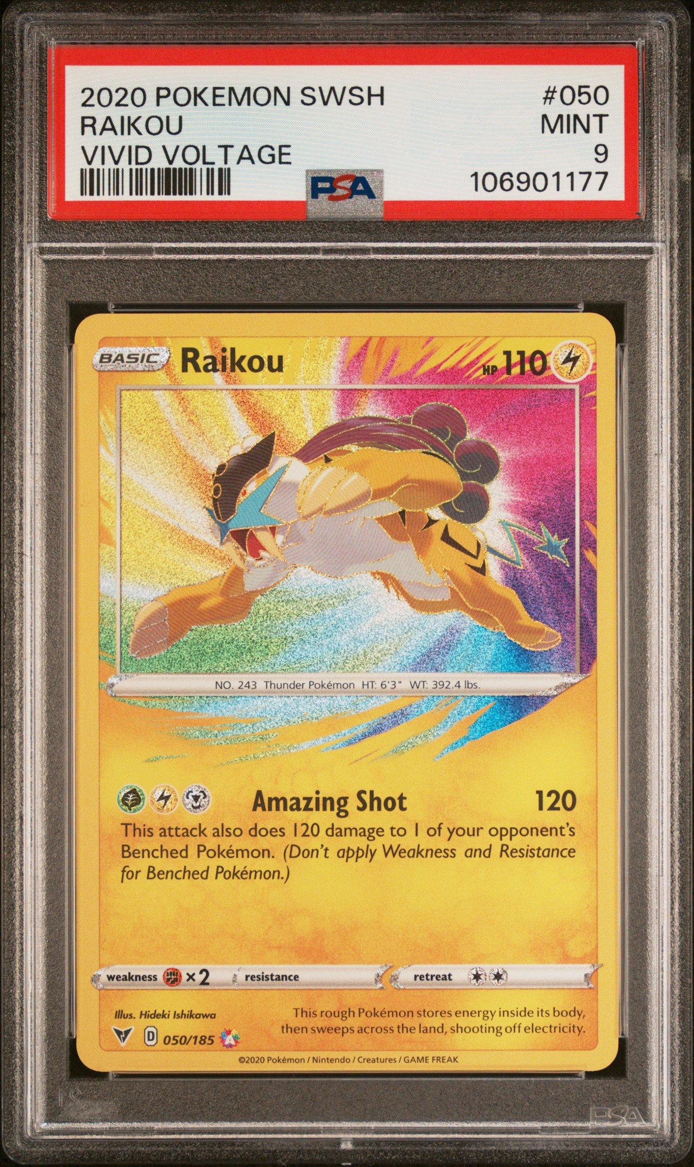 2020 Pokemon Sword & Shield Vivid Voltage 050 Raikou PSA