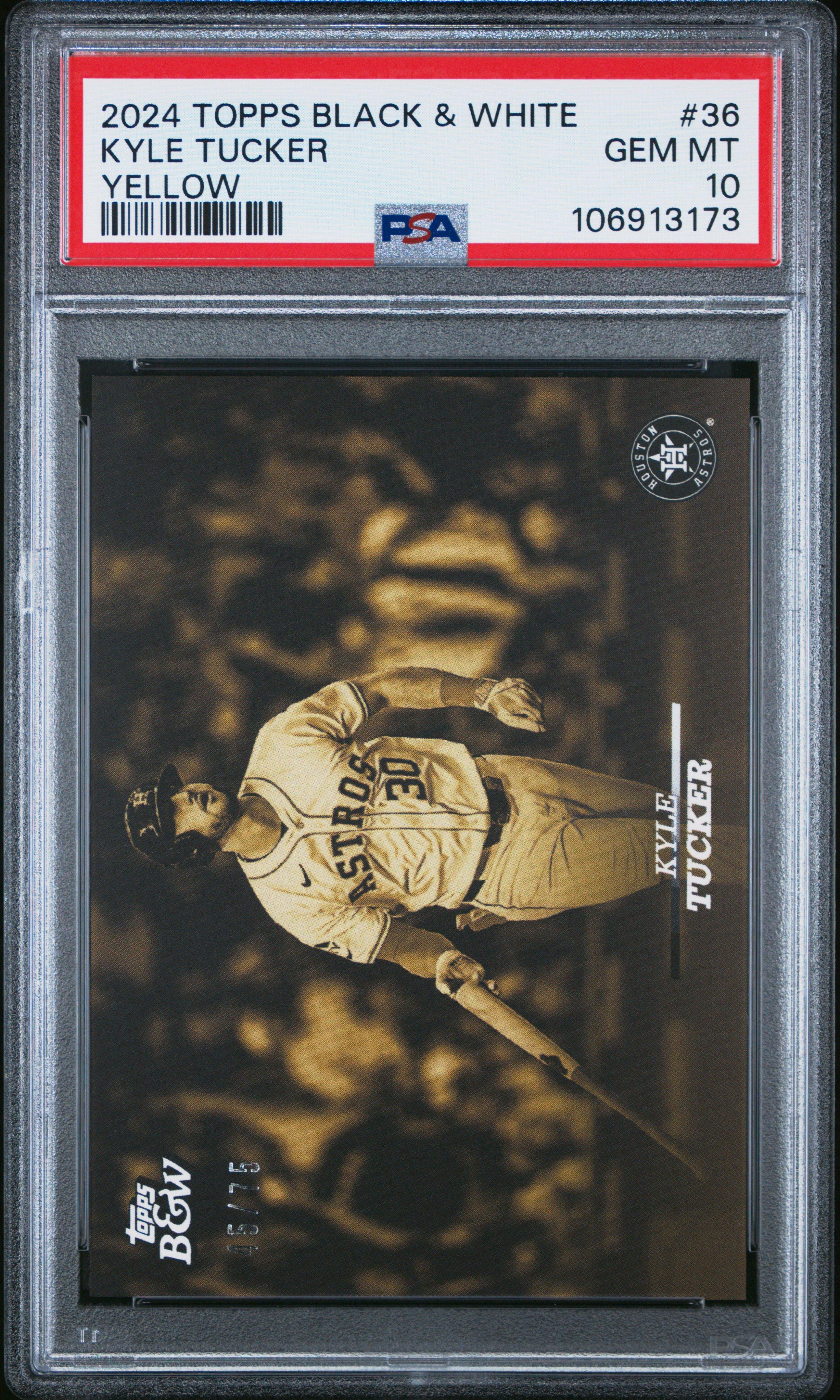 2024 Topps Black And White 36 Kyle Tucker Yellow PSA 10