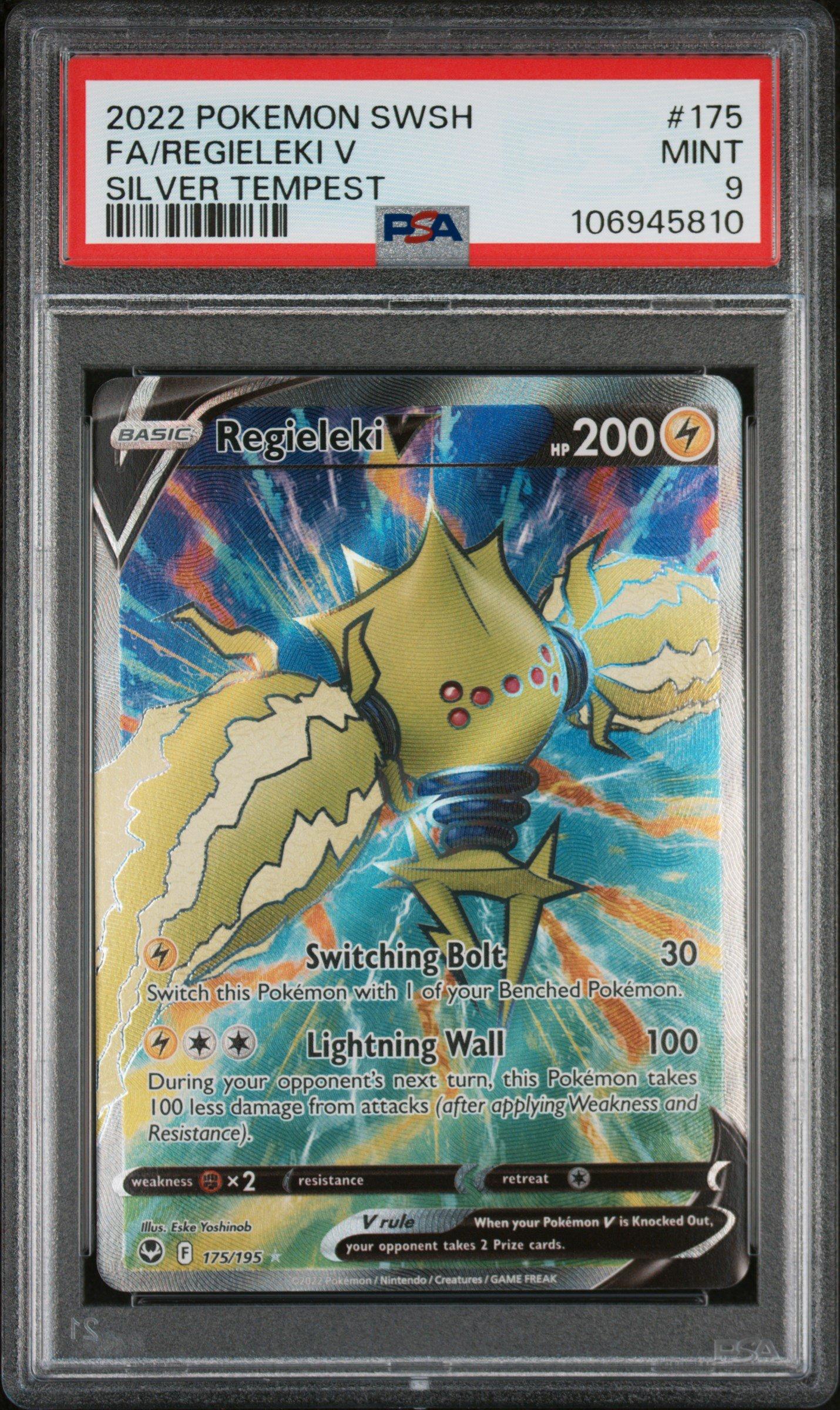 2022 Pokemon Sword & Shield Silver Tempest 175 Full Art/regieleki V PSA 9