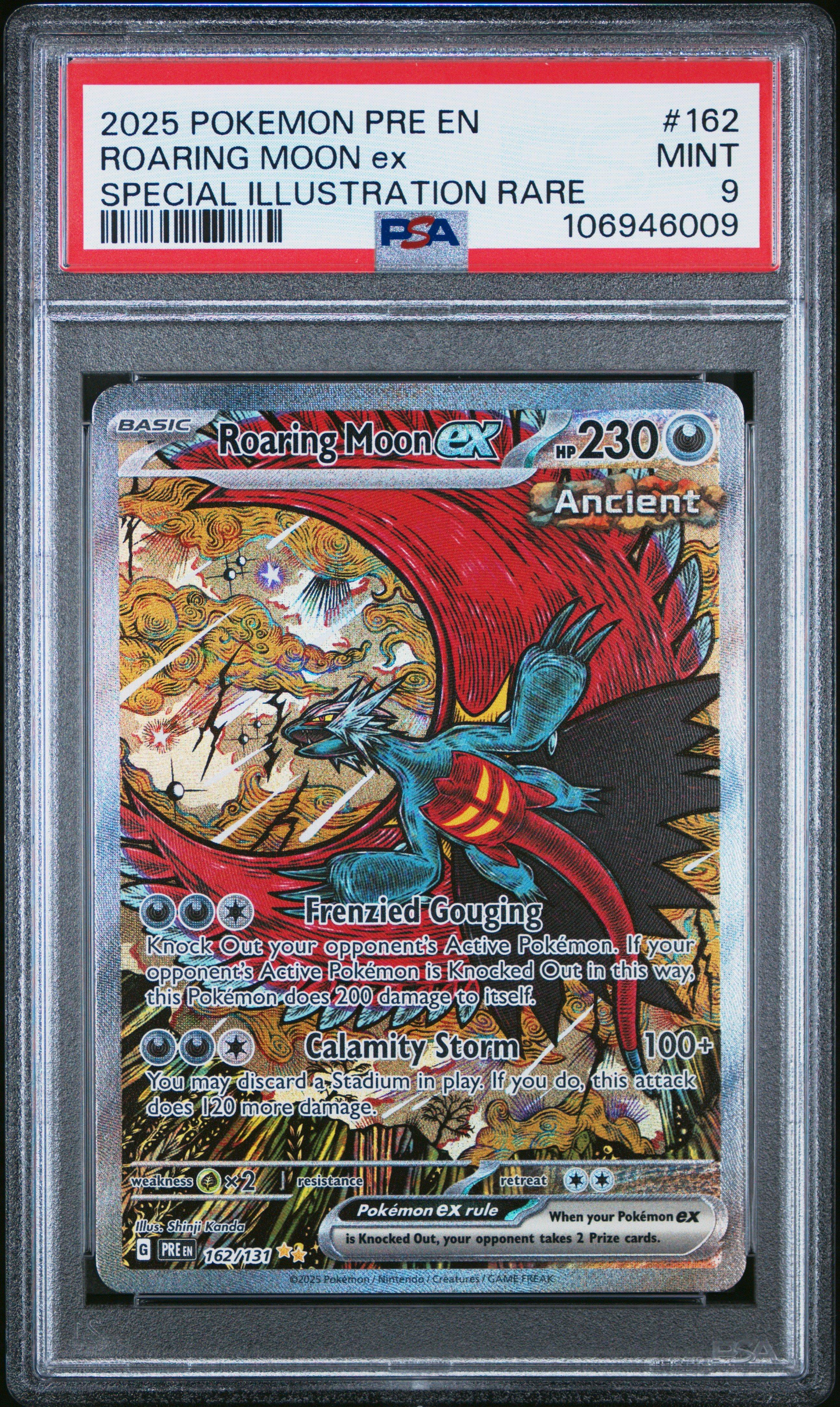 2025 Pokemon Pre En-prismatic Evolutions 162 Roaring Moon Ex Special Illustration Rare PSA