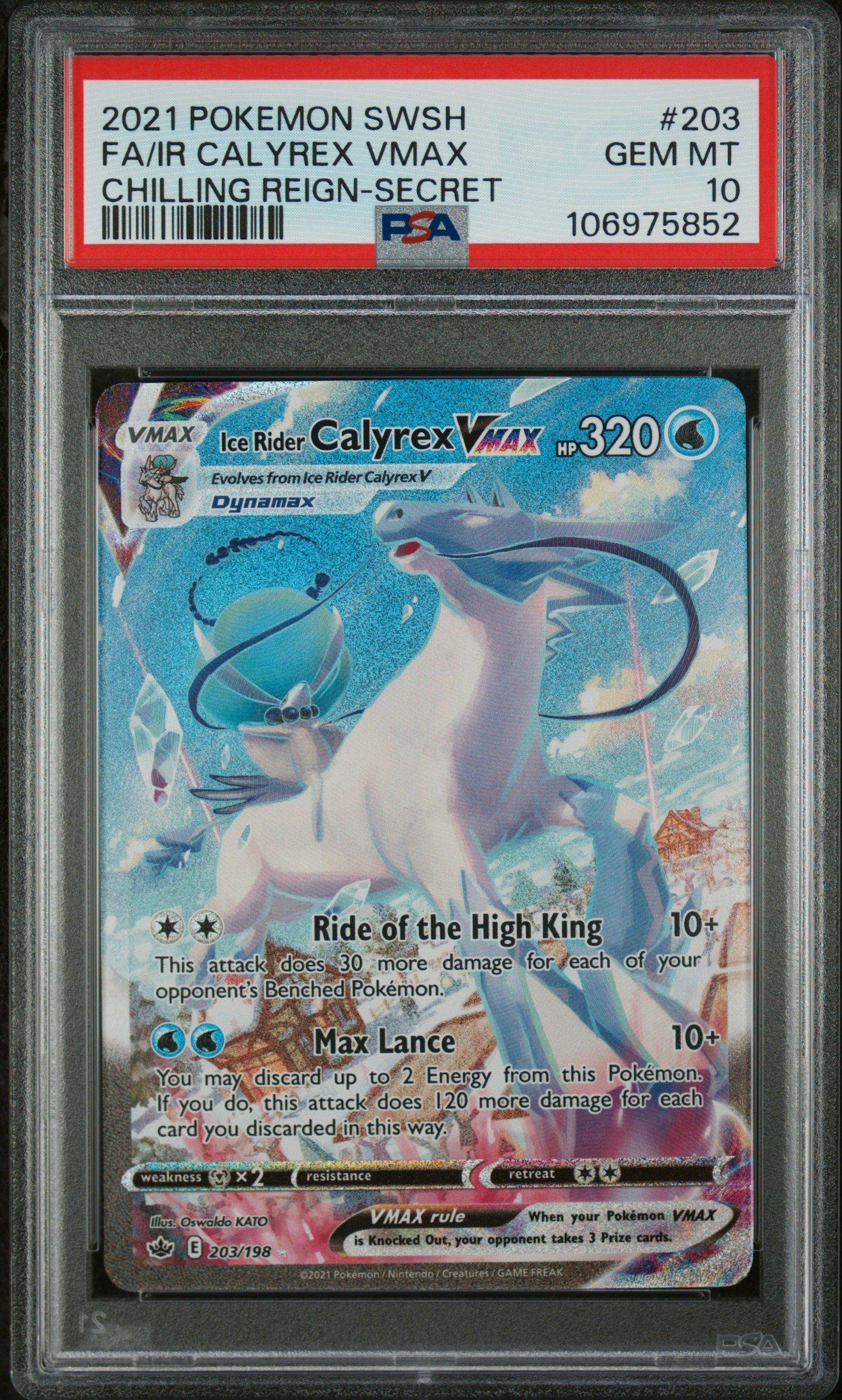 2021 Pokemon Sword & Shield Chilling Reign Full Art/ice Rider Calyrex Vmax Secret PSA