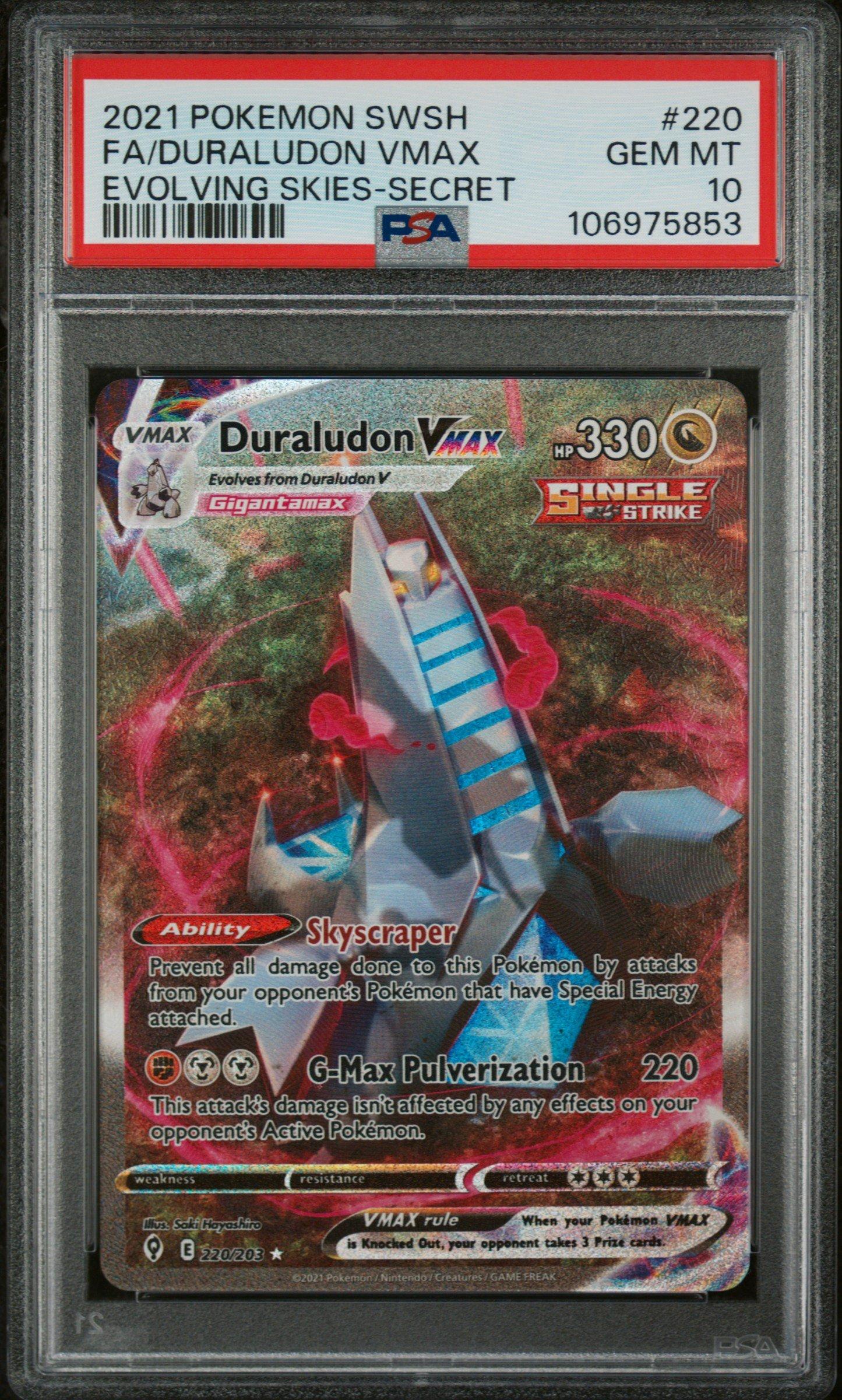 2021 Pokemon Sword & Shield Evolving Skies 220 Full Art/duraludon Vmax Secret PSA