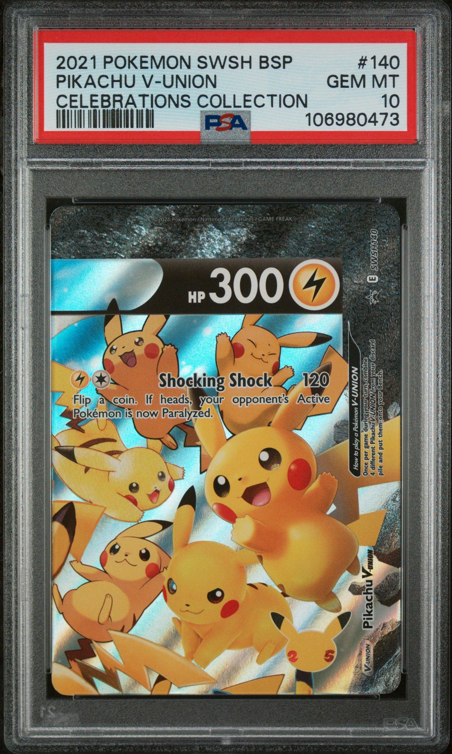 2021 Pokemon Swsh Black Star Promo Pikachu V-union Celebrations Collection PSA