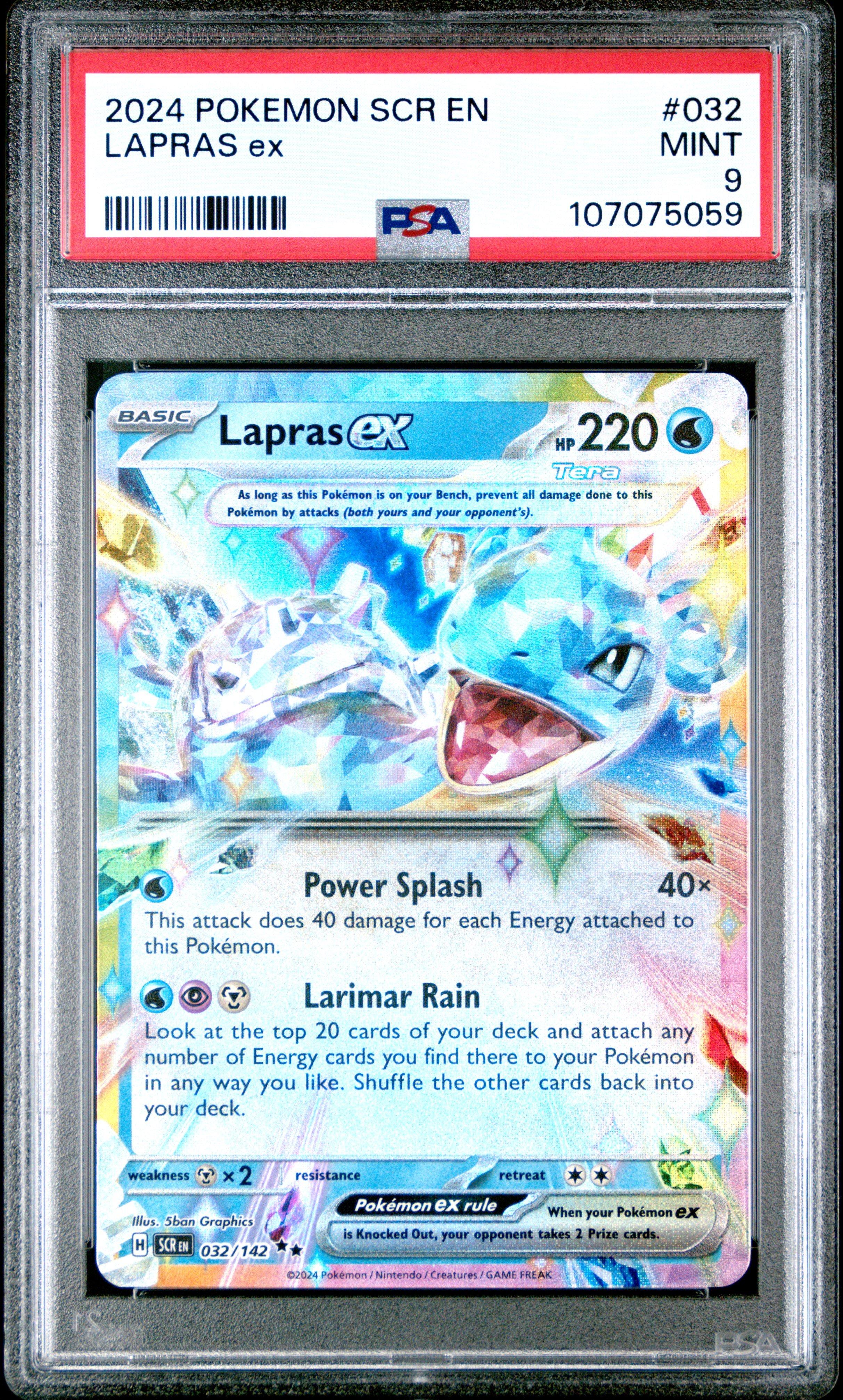 2024 Pokemon Scr En-stellar Crown 032 Lapras Ex PSA 9 Graded Card