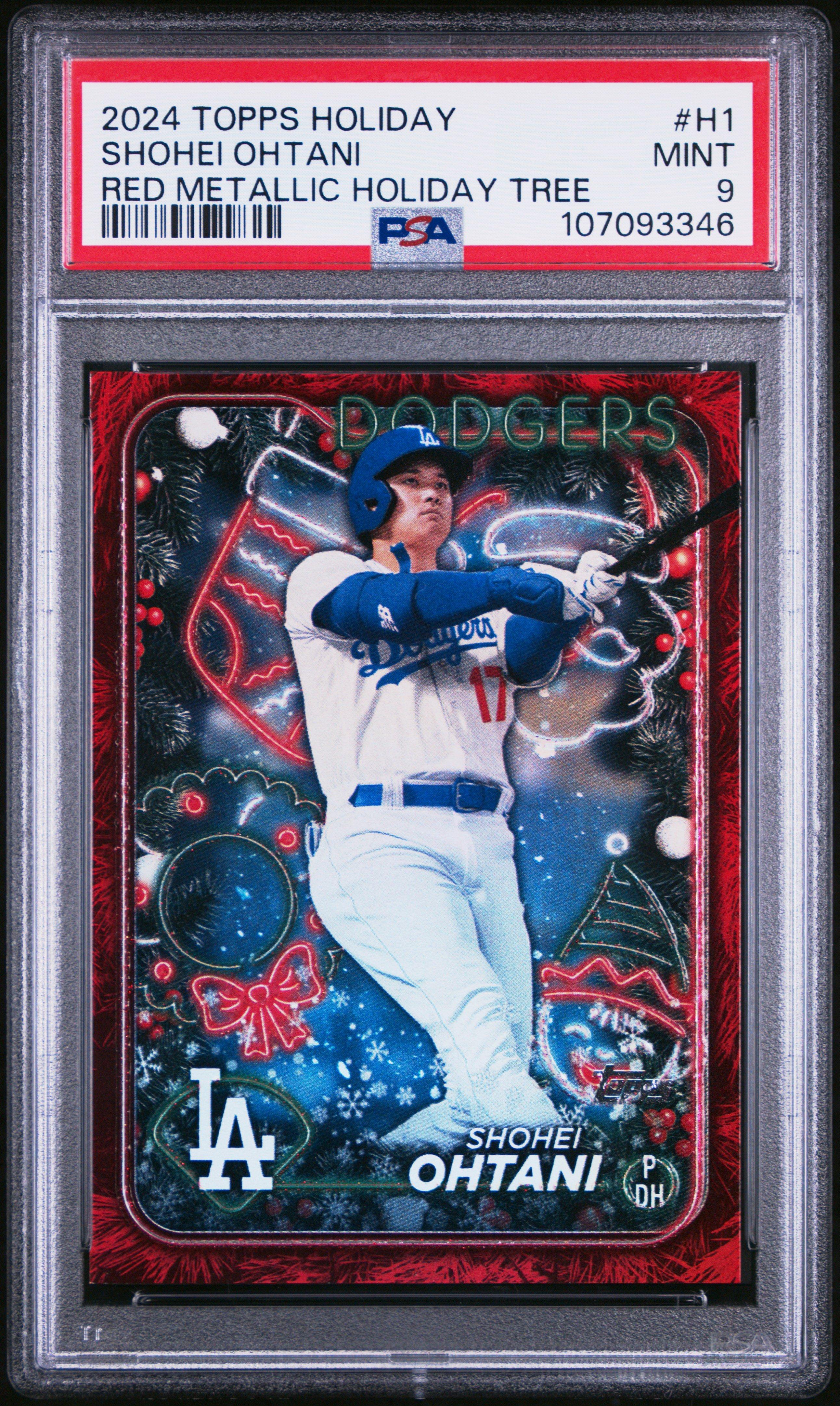 2024 Topps Holiday H1 Shohei Ohtani Red Metallic Holiday Tree PSA 9