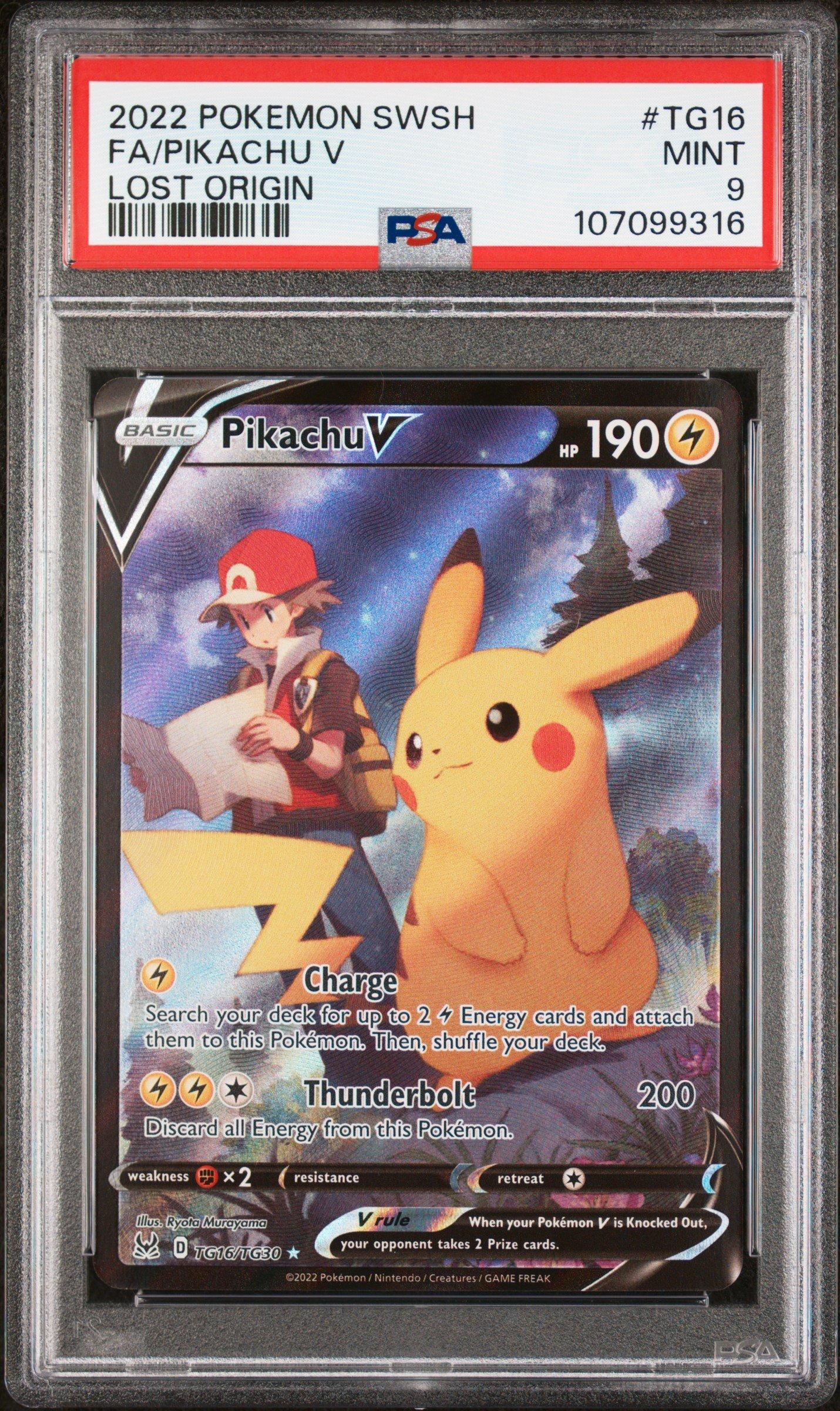 2022 Pokemon Sword & Shield Lost Origin Tg16 Full Art/pikachu V PSA