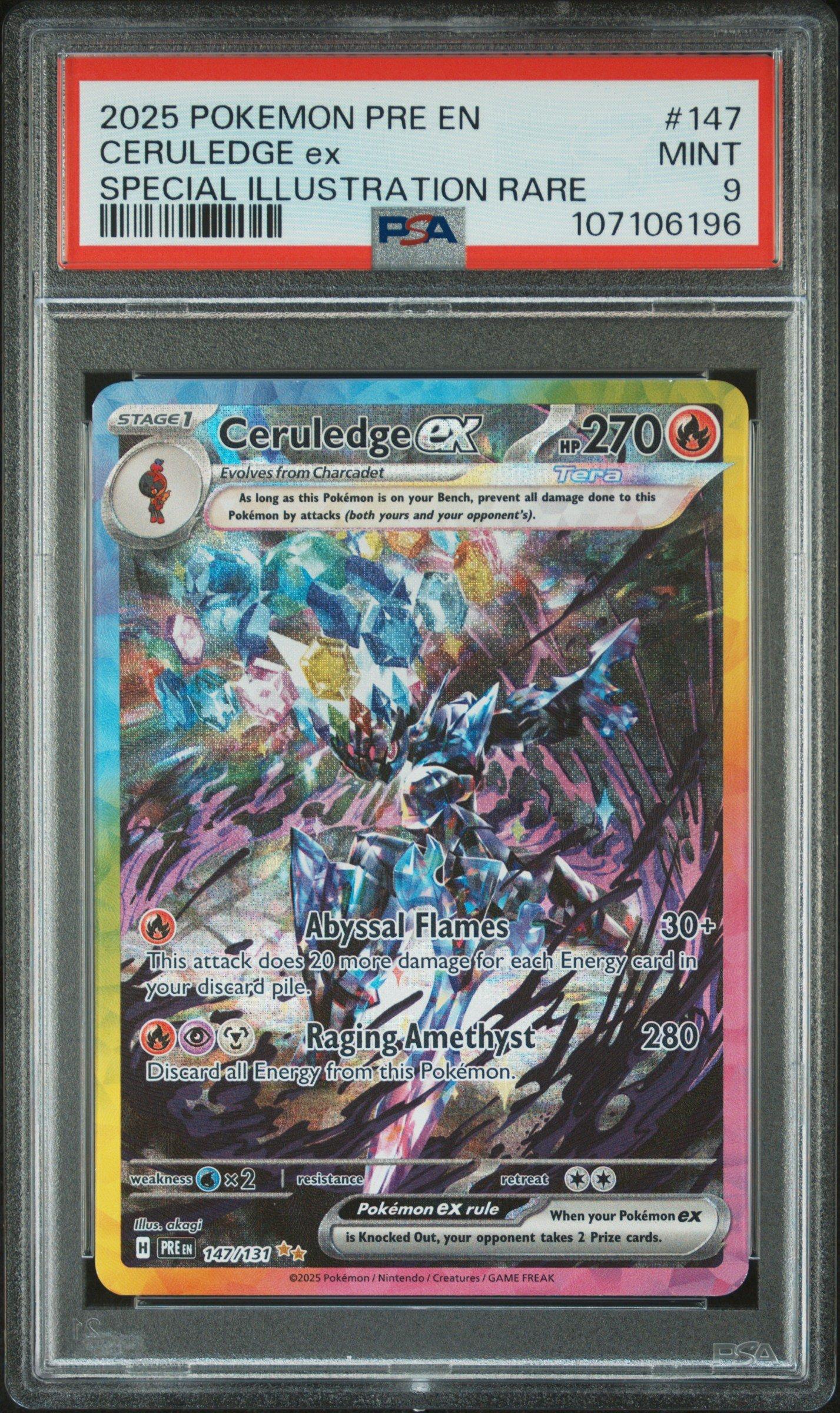 2025 Pokemon Pre En-prismatic Evolutions 147 Ceruledge Ex Special Illustration Rare PSA 9