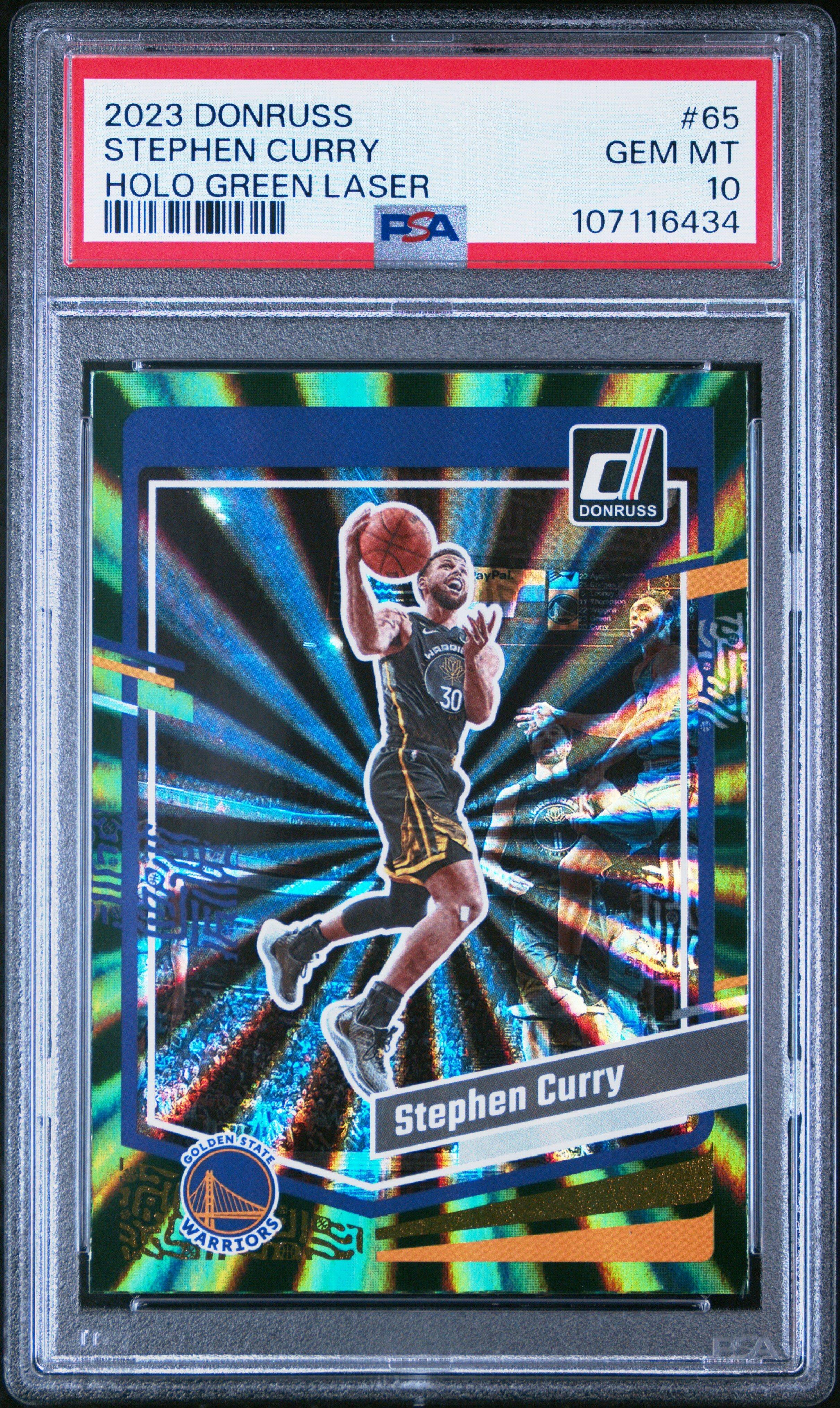 2023 Panini Donruss 65 Stephen Curry Holo Green Laser PSA 10