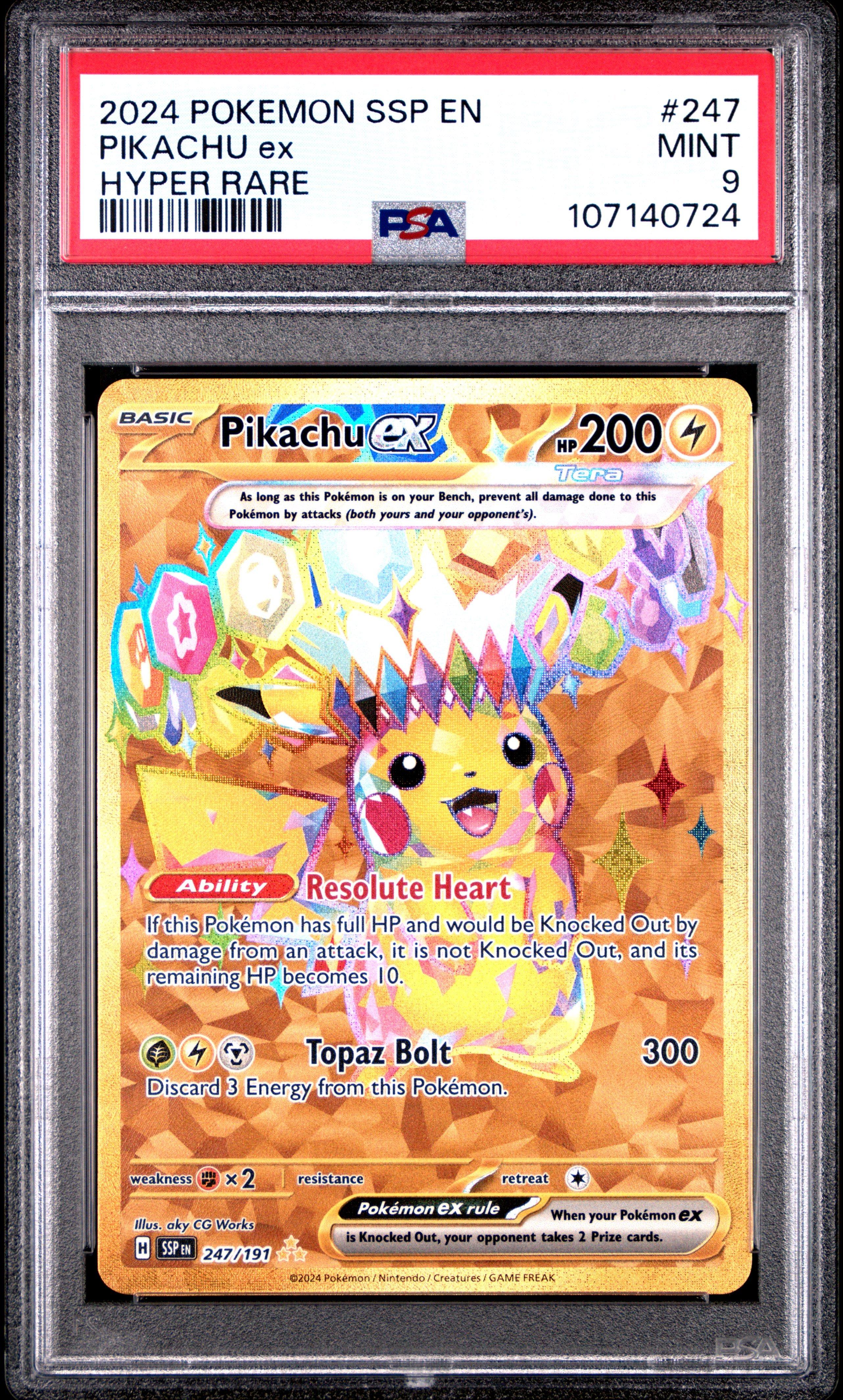 2024 Pokemon Ssp En-surging Sparks 247 Pikachu Ex Hyper Rare PSA 9
