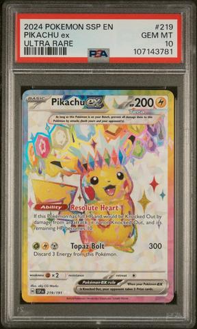 2024 Pokemon Ssp En-surging Sparks 219 Pikachu Ex Ultra Rare PSA